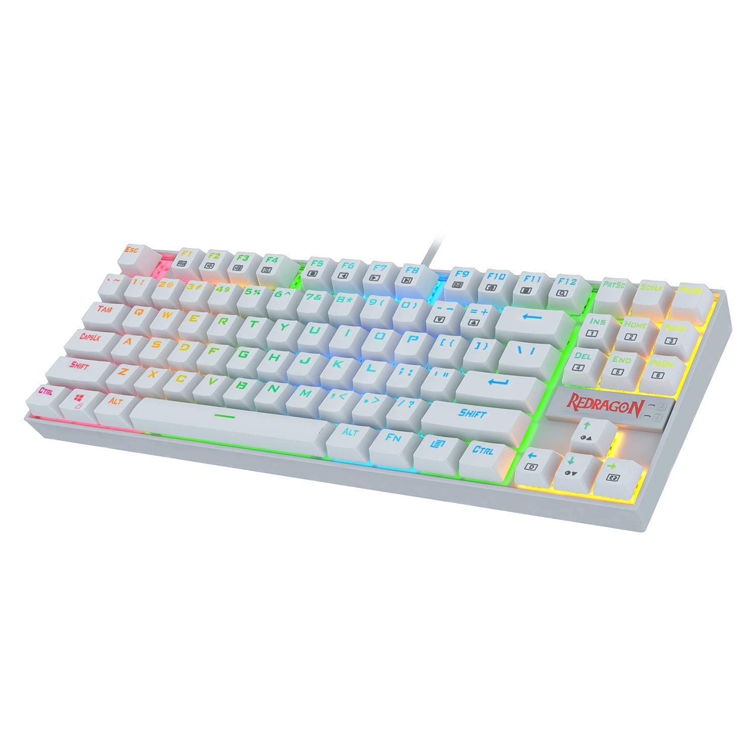 Redragon K552 Mechanical Gaming Keyboard RGB LED Backlit Wired with Anti-Dust Proof Switches for Windows PC (White, 87 Key Blue Switches)