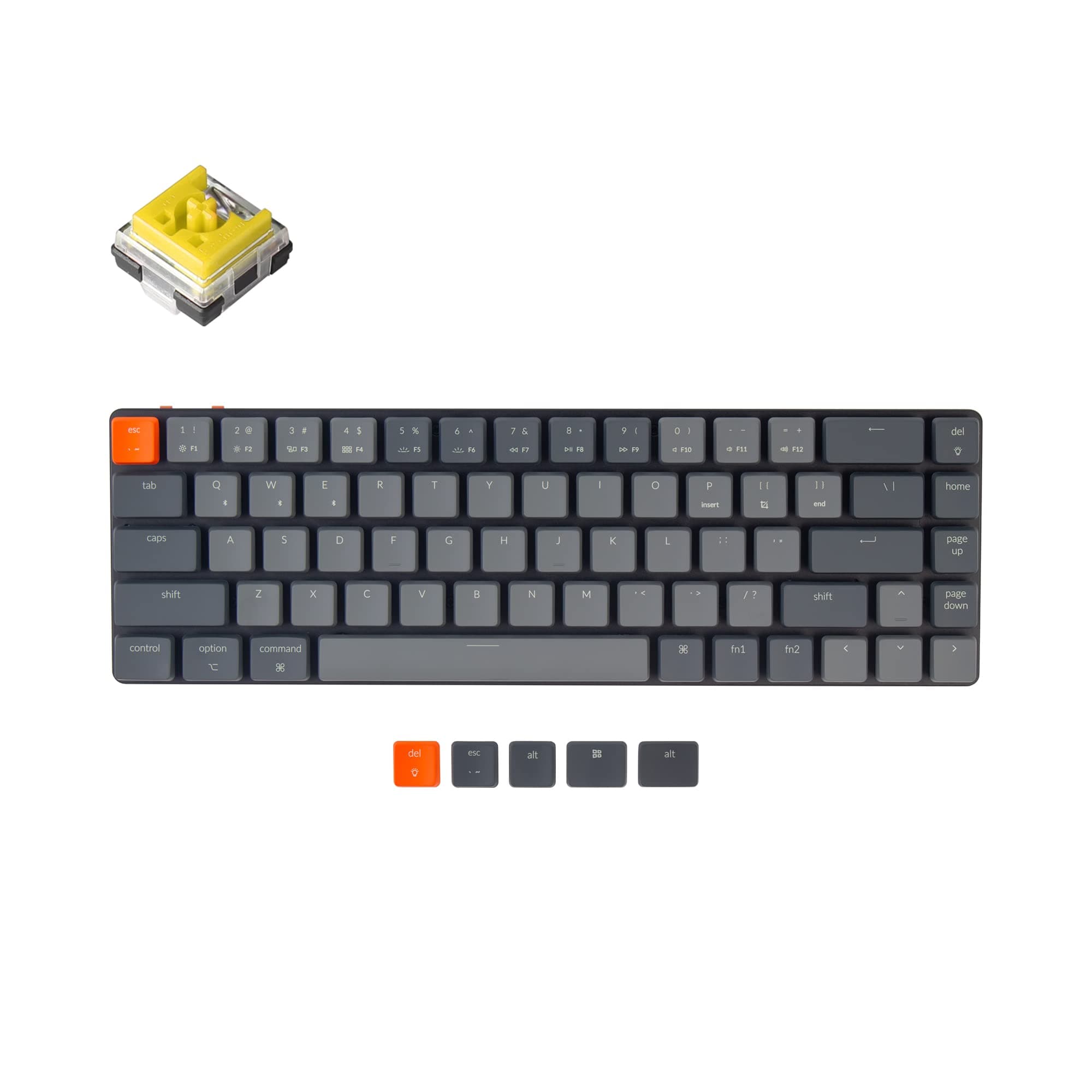 Keychron K7 65% Layout Ultra-Slim Hot-swappable Wireless Bluetooth/Wired USB Mechanical Keyboard with Low-Profile Keychron Optical Banana Switch Wh...