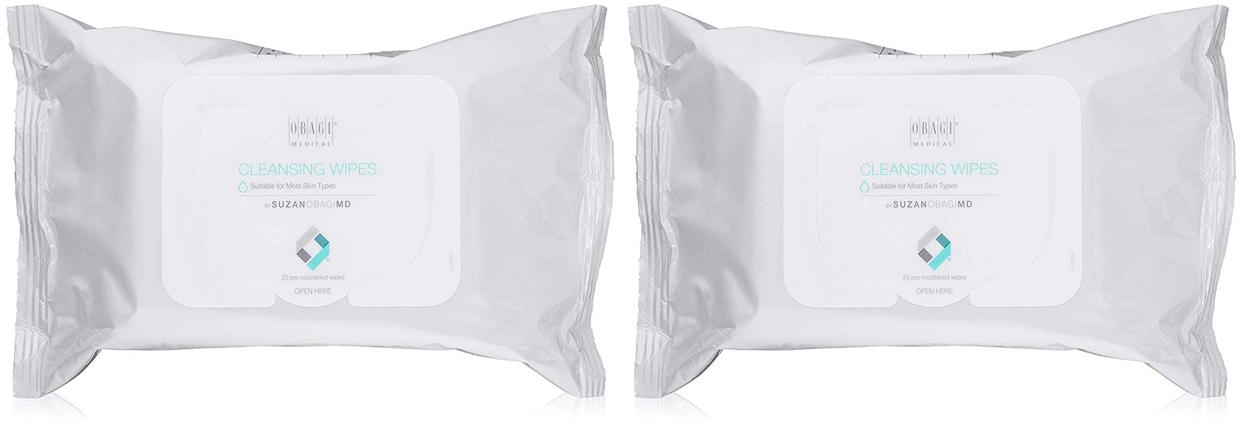Obagi Medical On the Go Cleansing and Makeup Removing Wipes, 25 count Pack of 2