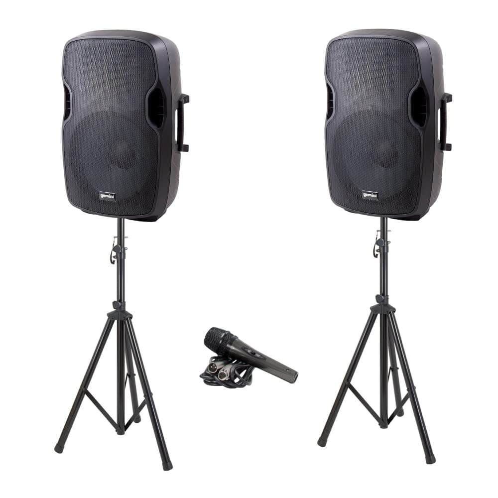 Gemini Sound Bluetooth Dual Active / Passive 15" Inch Woofer 2000W Watts Speaker PA System, XLR Input / Output, 1/4" Inch Mic, RCA / AUX In...