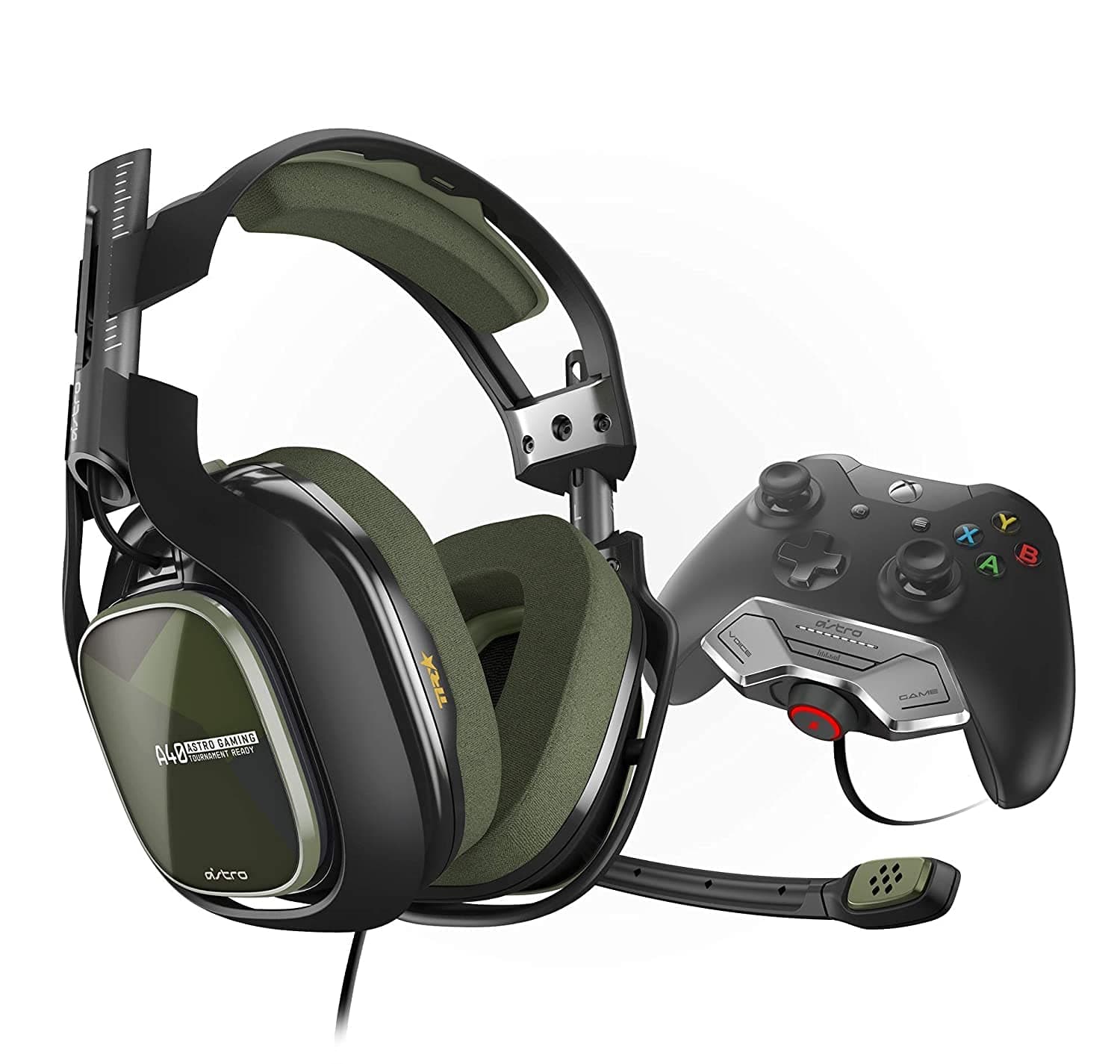 ASTRO Gaming A40 TR Headset w/MixAmp M80 for Xbox One, Mod Kit Compatible, Gaming Headset for Xbox One, PC - Bulk Packaging - Black/Olive
