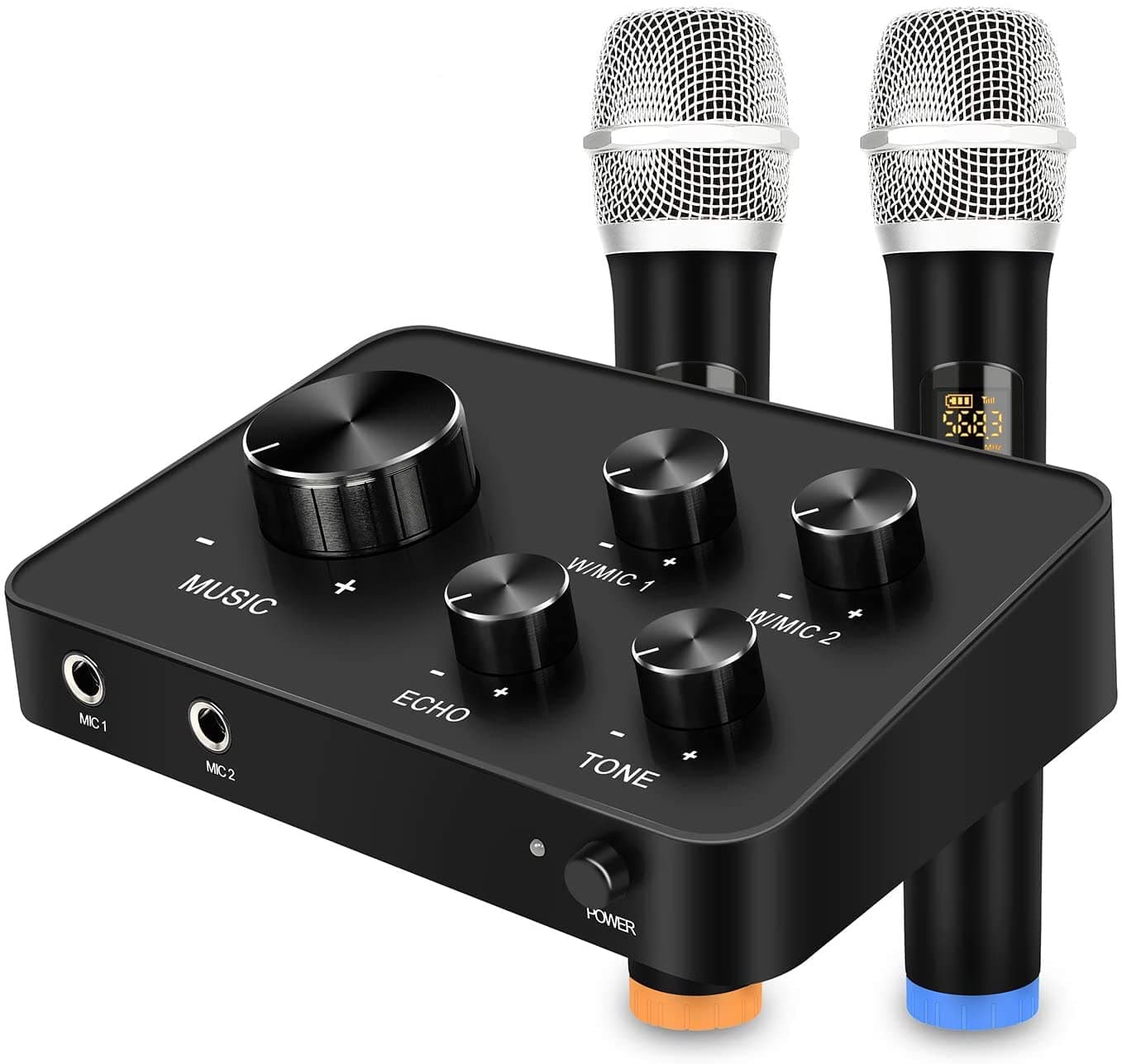 Rybozen Wireless Microphone Karaoke Mixer System, Dual Handheld Wireless Microphone for Karaoke, Smart TV, PC, Speaker, Amplifier, Church, Wedding ...