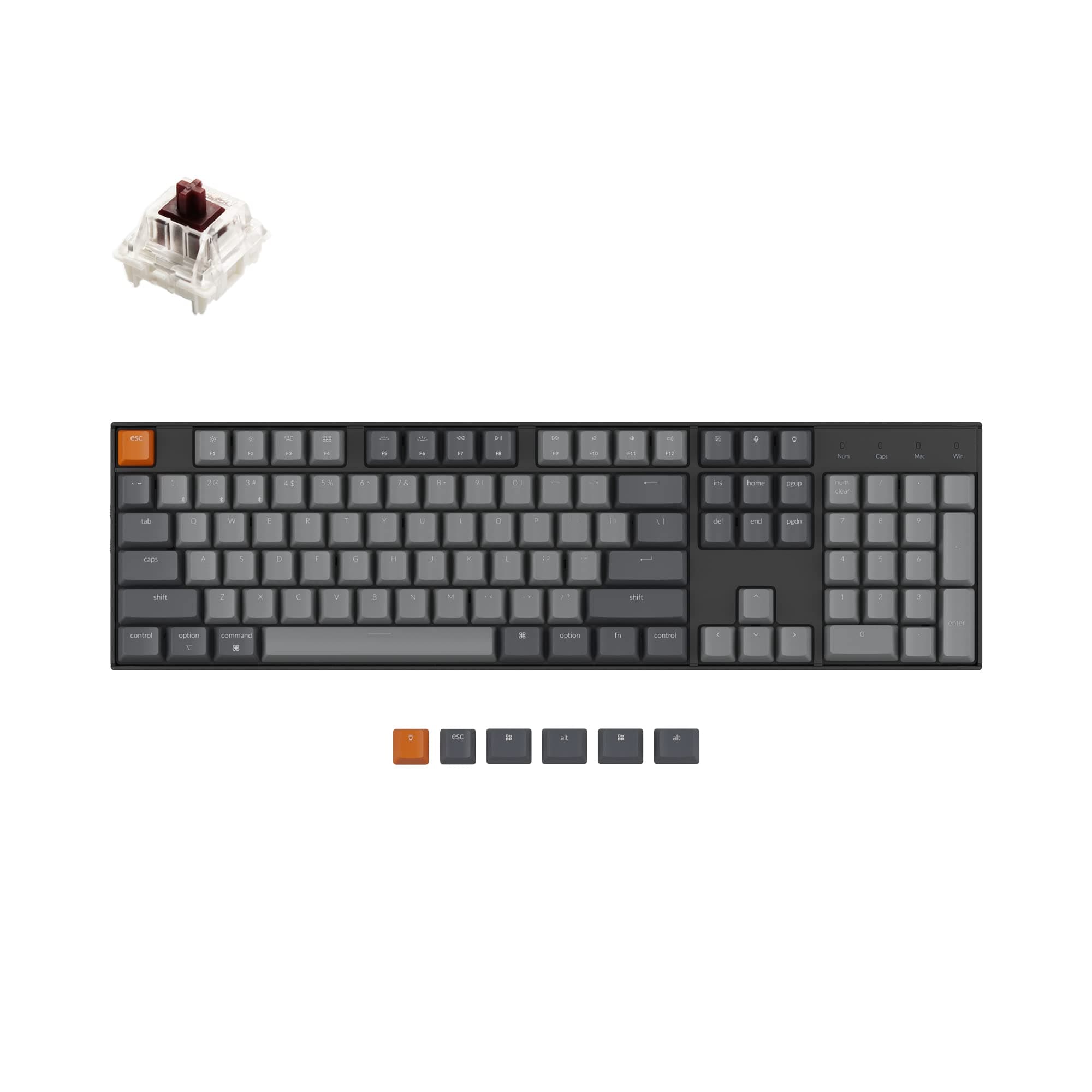 Keychron K10 Full Size 104 Keys Bluetooth Wireless/USB Wired Mechanical Gaming Keyboard for Mac with Gateron G Pro Brown Switch/Multitasking/White ...