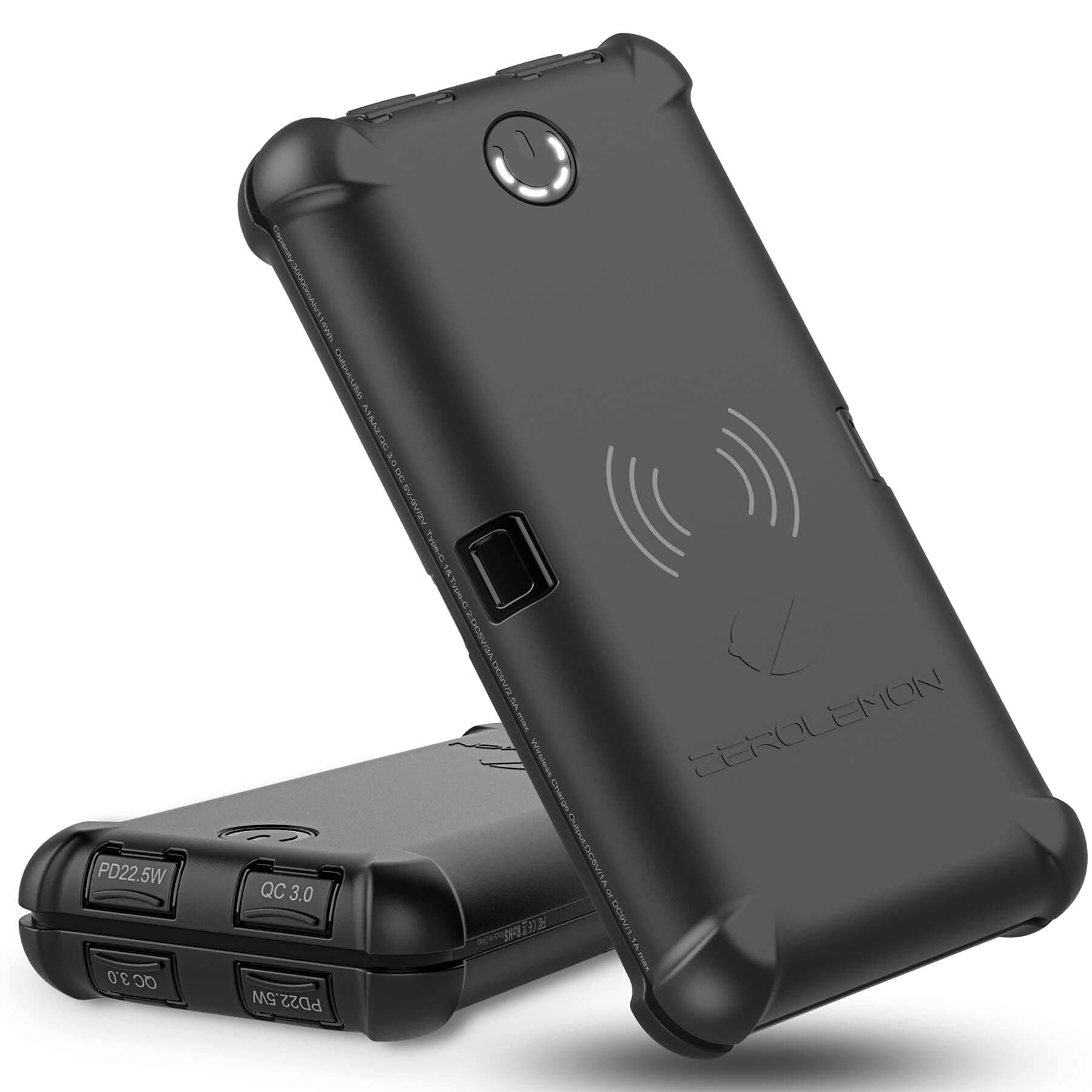 ZEROLEMON ToughJuice Pro 30000mAh USB C Power Bank, 5H Fully Recharge with Dual 18W PD Inputs, 10W Wireless Fast Rugged Battery Pack with 22.5W PD ...