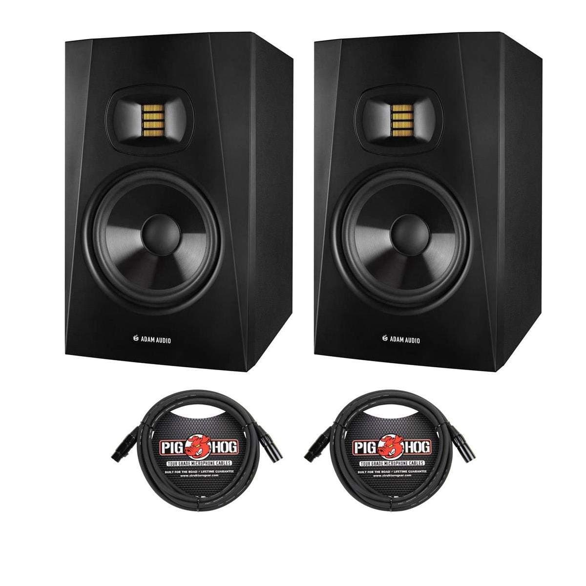 Adam Audio T7V 7-Inch Powered Studio Monitor (Pair) with Knox Gear XLR Cables Bundle (4 Items)