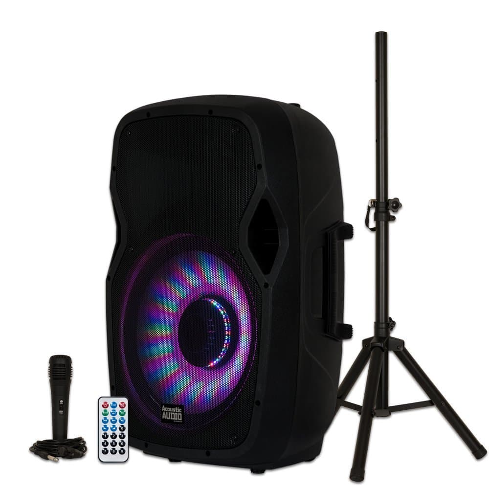 Acoustic Audio by Goldwood Bluetooth LED Light Display Speaker Set - Includes Remote Control and Stand - 15 Inch Portable Sound System, 1000W - AA1...