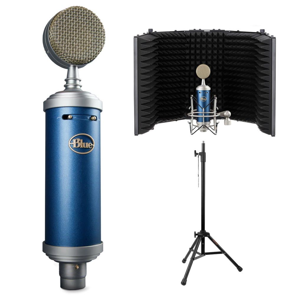 Blue Bluebird SL Large-Diaphragm Condenser Studio Microphone with Auray RF-5P-B Reflection Filter and RFMS-580 Reflection Filter Tripod Mic Stand B...
