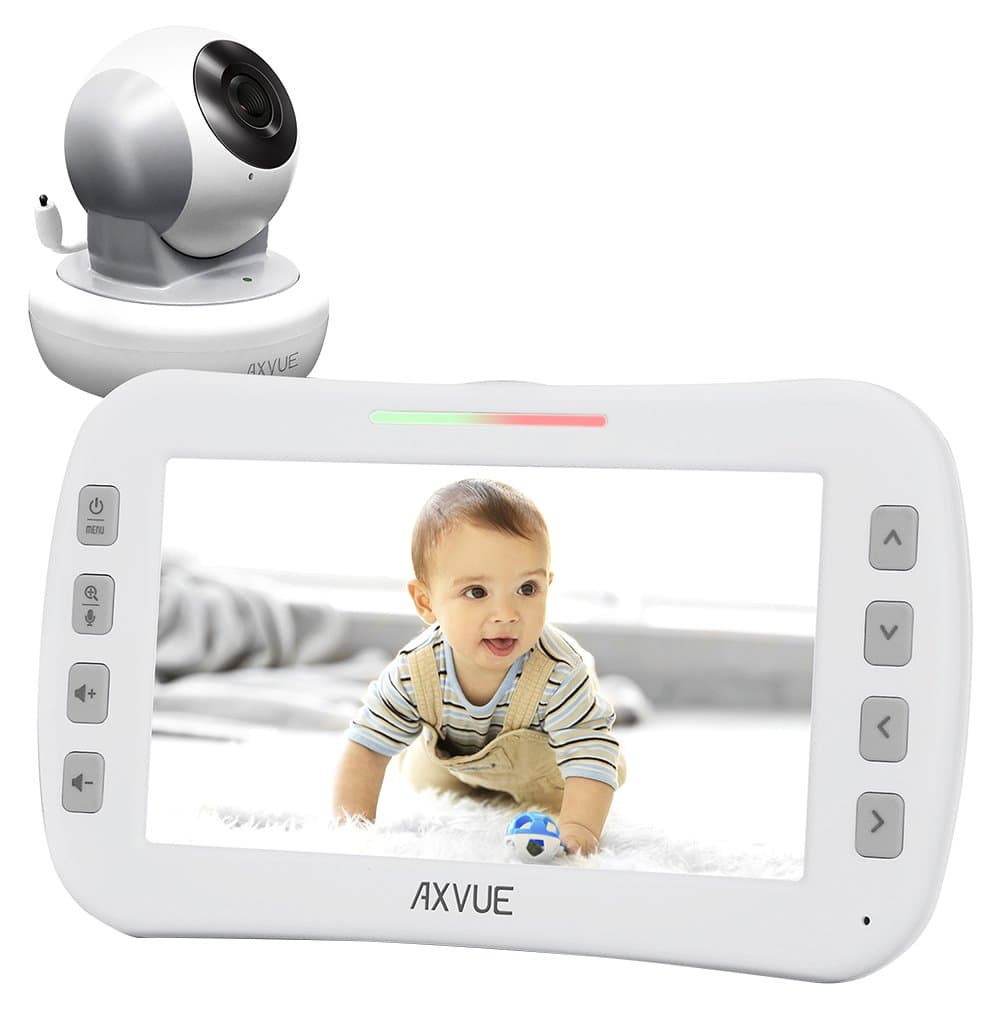 Video Baby Monitor with Remote-Controlled Camera and Wide Screen by Axvue, Grey, Model E650