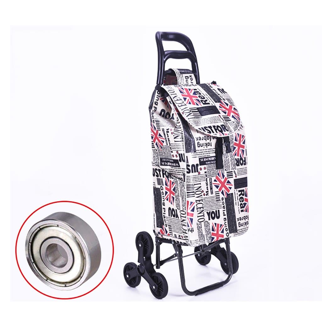 FKDECHE Climbing Stairs cart Shopping Cart Trolley with a 35L Oxford Cloth Bag Folding Suitable for Shopping Travel Picnic British Style