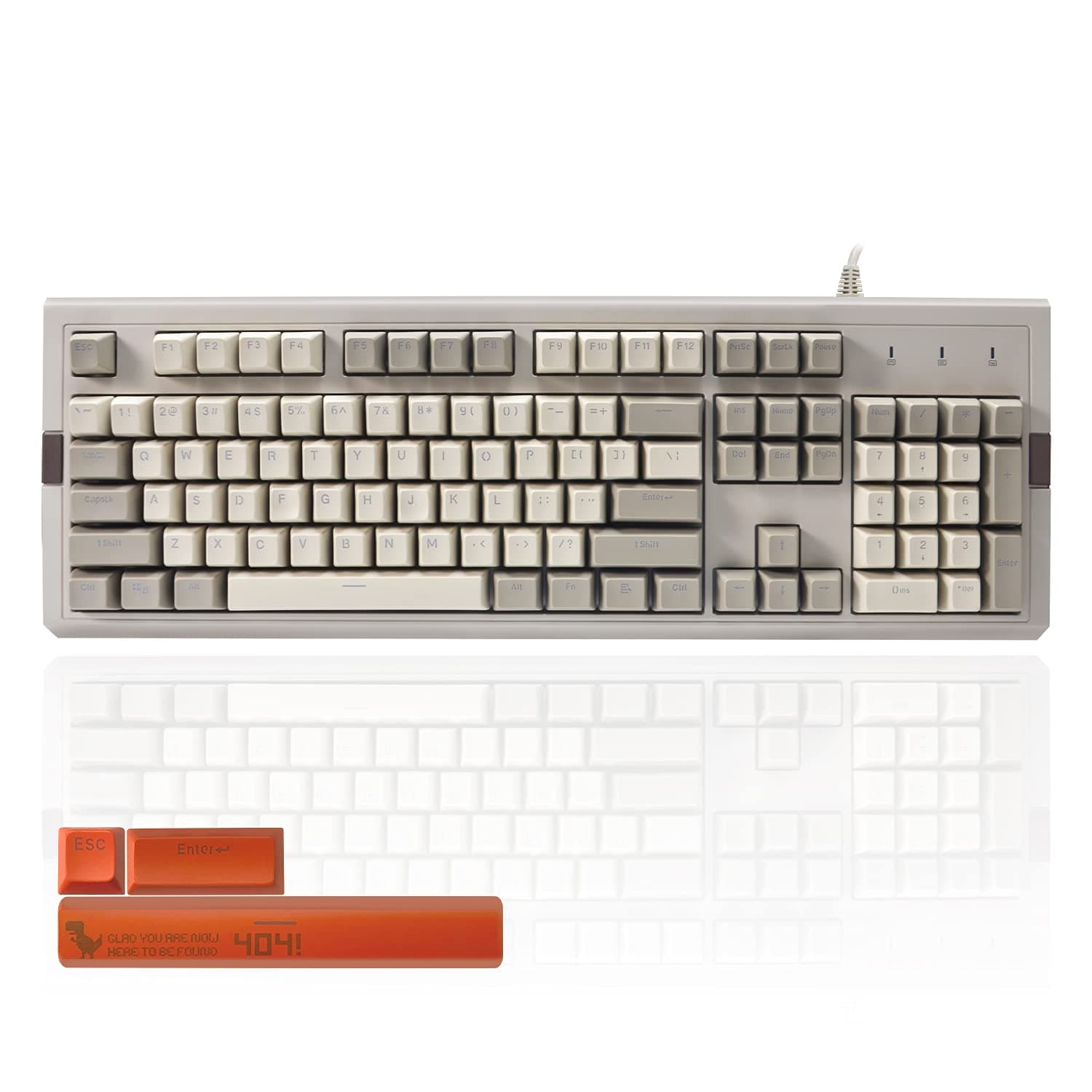 FLAGPOWER AK510 Retro RGB Mechanical Gaming Keyboard 104 Keys Anti-Ghosting - PBT SA Spherical Keycaps - Classic Grey-White Matching - RGB Backligh...