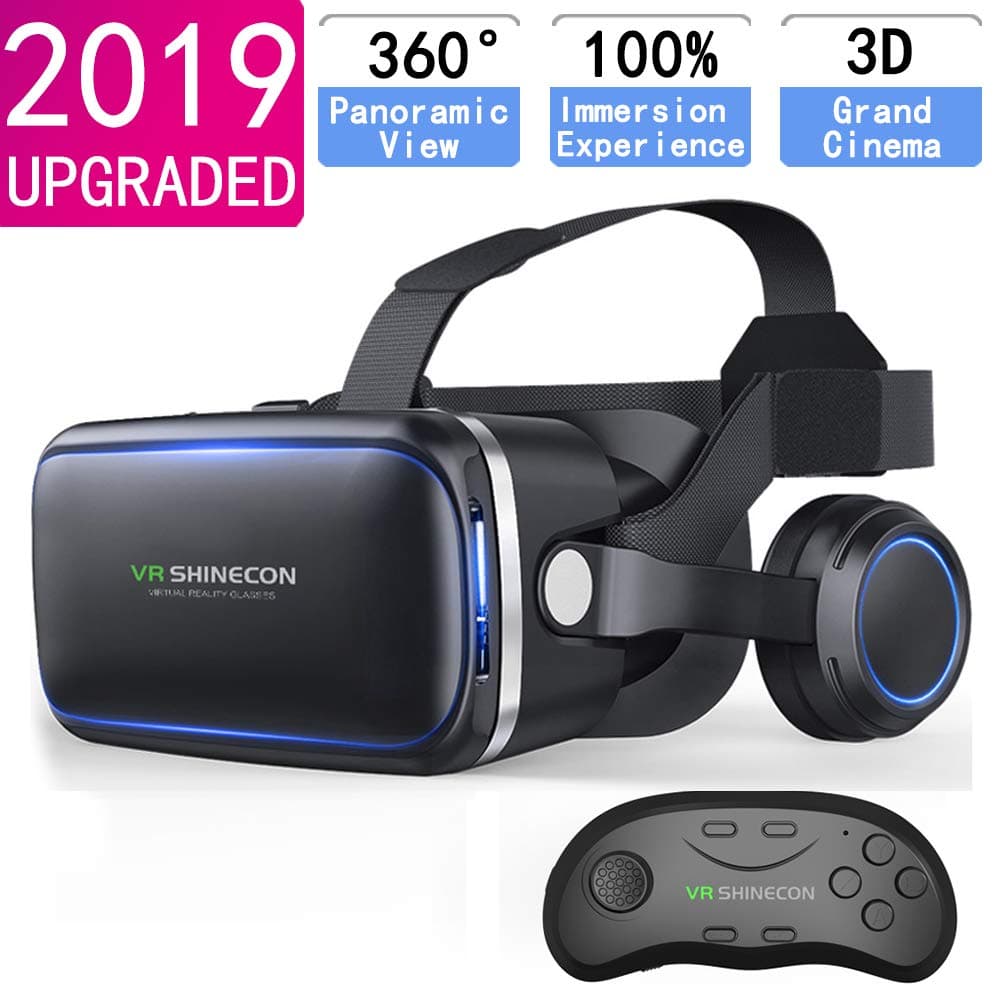 VR Headset with Remote Controller,HD 3D VR Glasses Virtual Reality Headset for VR Games & 3D Movies, VR Headset for iPhone/Android phone Compatible...