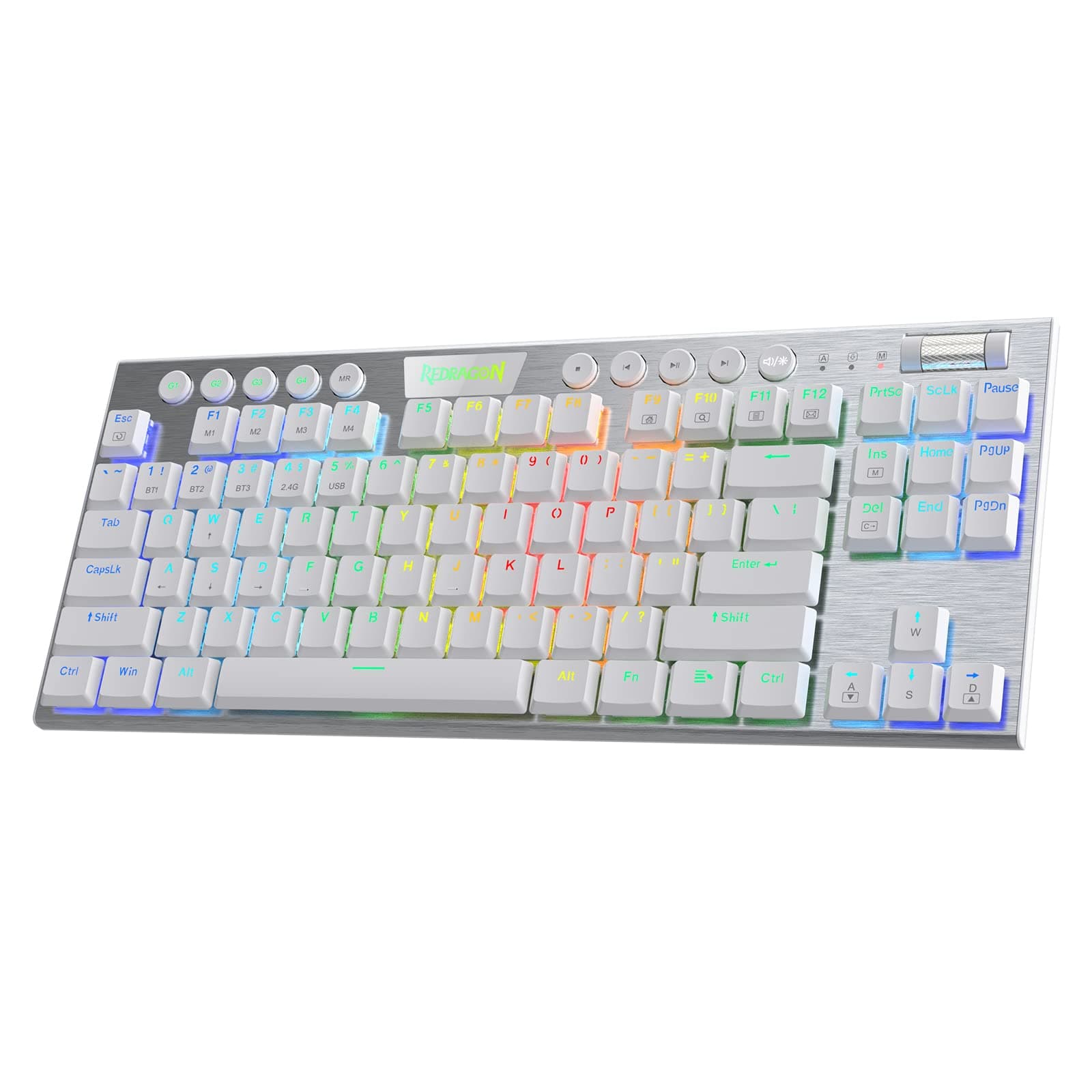 Redragon K621 Horus TKL Wireless RGB Mechanical Keyboard, 5.0 BT/2.4 Ghz/Wired Three Modes 80% Ultra-Thin Low Profile Bluetooth Keyboard w/Dedicate...