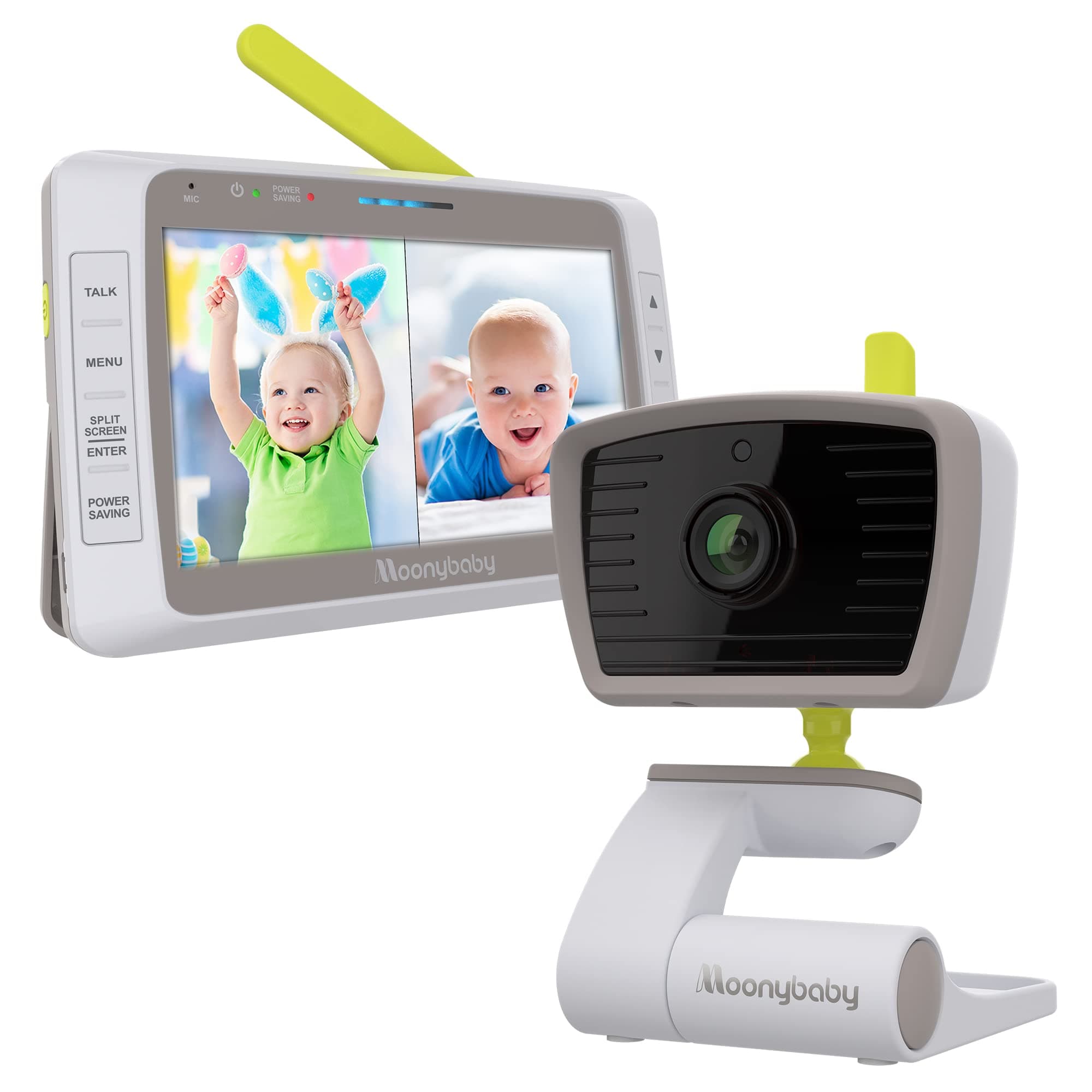 Moonybaby WideView 50 Baby Monitor with Camera and Audio, No WiFi, 5 Inches Large Display, Split Screen, Auto Night Vision, Zoom, Sound Activated, ...