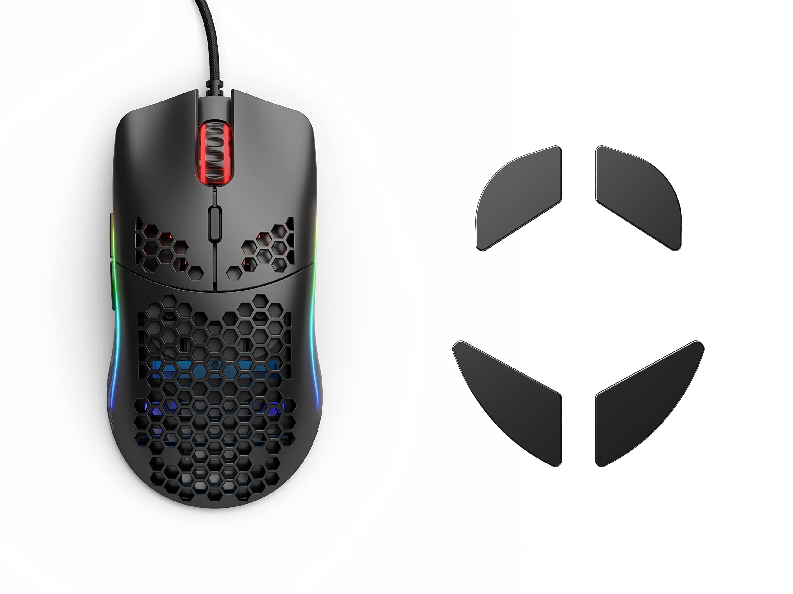 (Mouse + Ceramic Feet) Glorious Model O- (Minus) Gaming Mouse, Matte Black + Glorious G-Floats Polished Ceramic Mouse Feet for O/O- Mouse (Bundle)