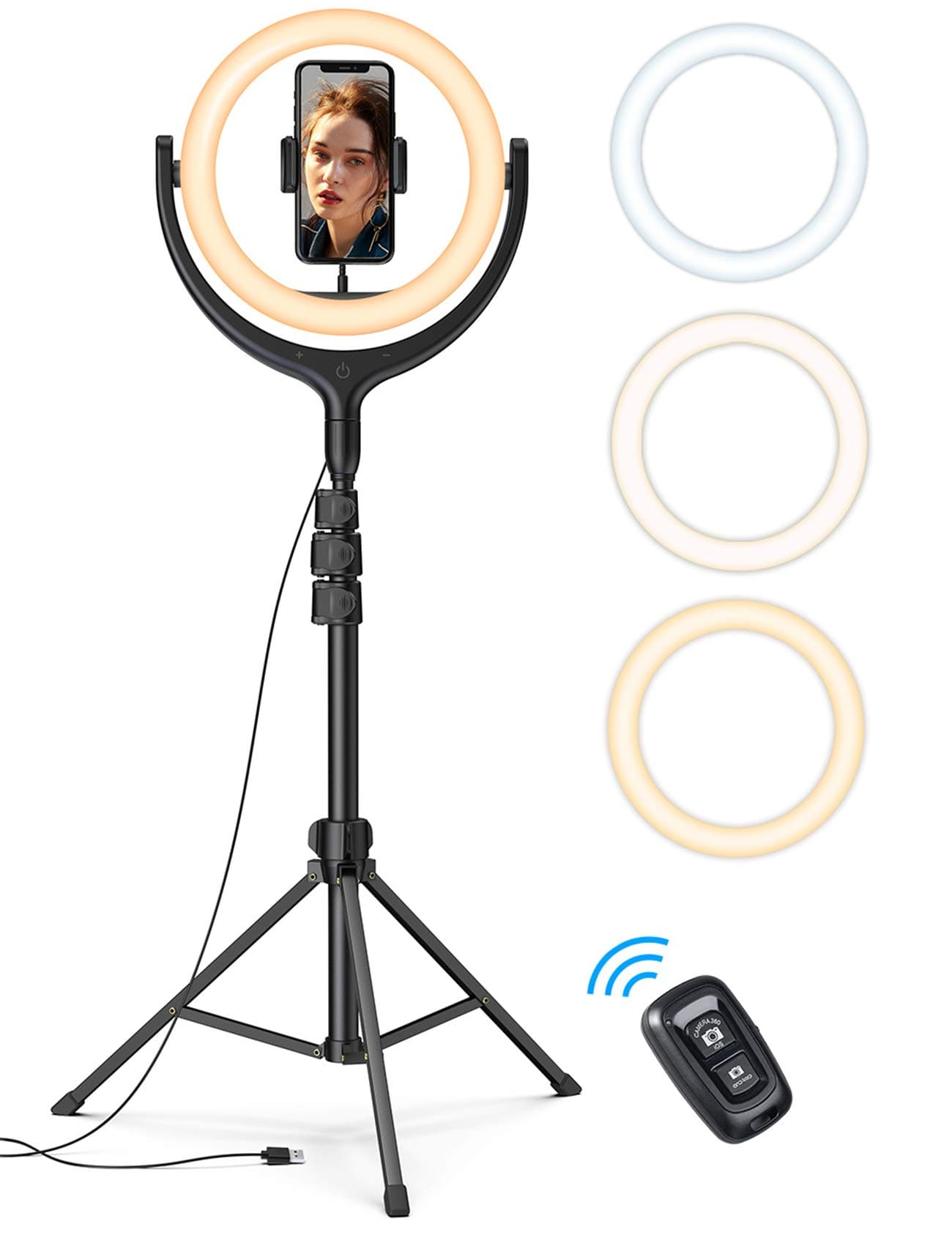 10'' Selfie Ring Light 67'' Tripod Stand - Lamicall LED Circle Halo Light with Cell Phone Holder for Live Stream/Makeup/YouTube Vid...