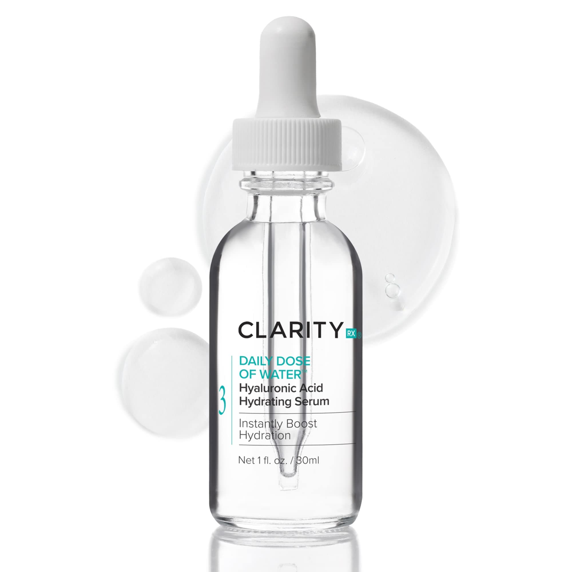 ClarityRx Daily Dose of Water Hyaluronic Acid Hydrating Serum, Plant Based Face Moisturizer for All Skin Types, Paraben Free, Natural Skin Care (1 ...
