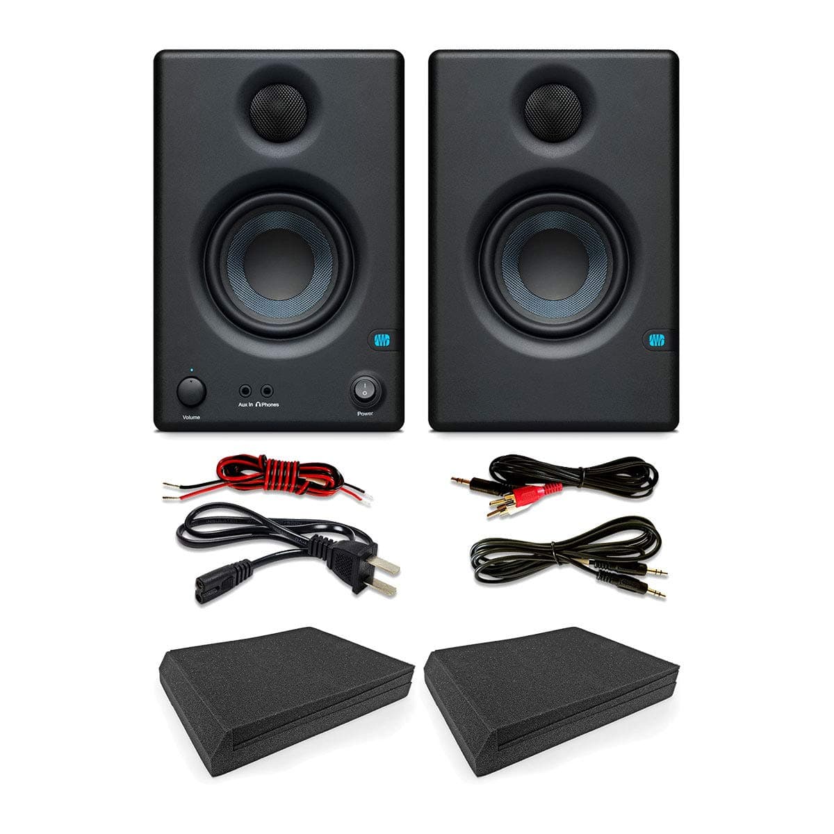 eStudioStar Presonus Eris E3.5 2-Way 3.5 inches Near Field Studio Monitor (Pair) wAxcessAbles Isolation Pads