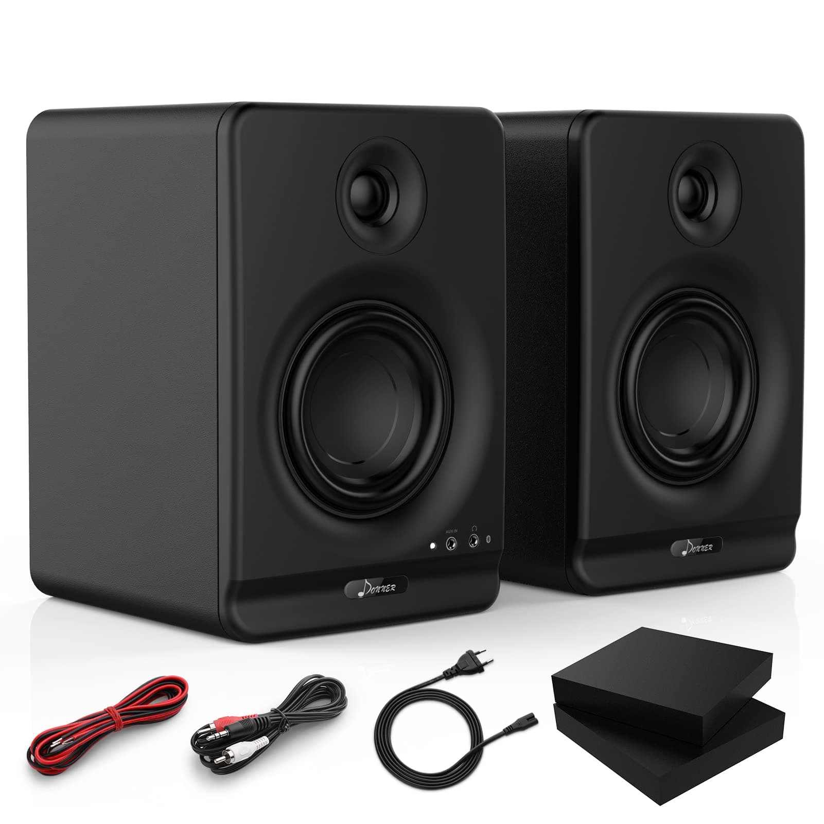 Donner Studio Monitors 4" Near Field Studio Monitors with CSR 5.0 Bluetooth, for Music Production, Live Streaming and Podcasting, 2-Pack Includ...