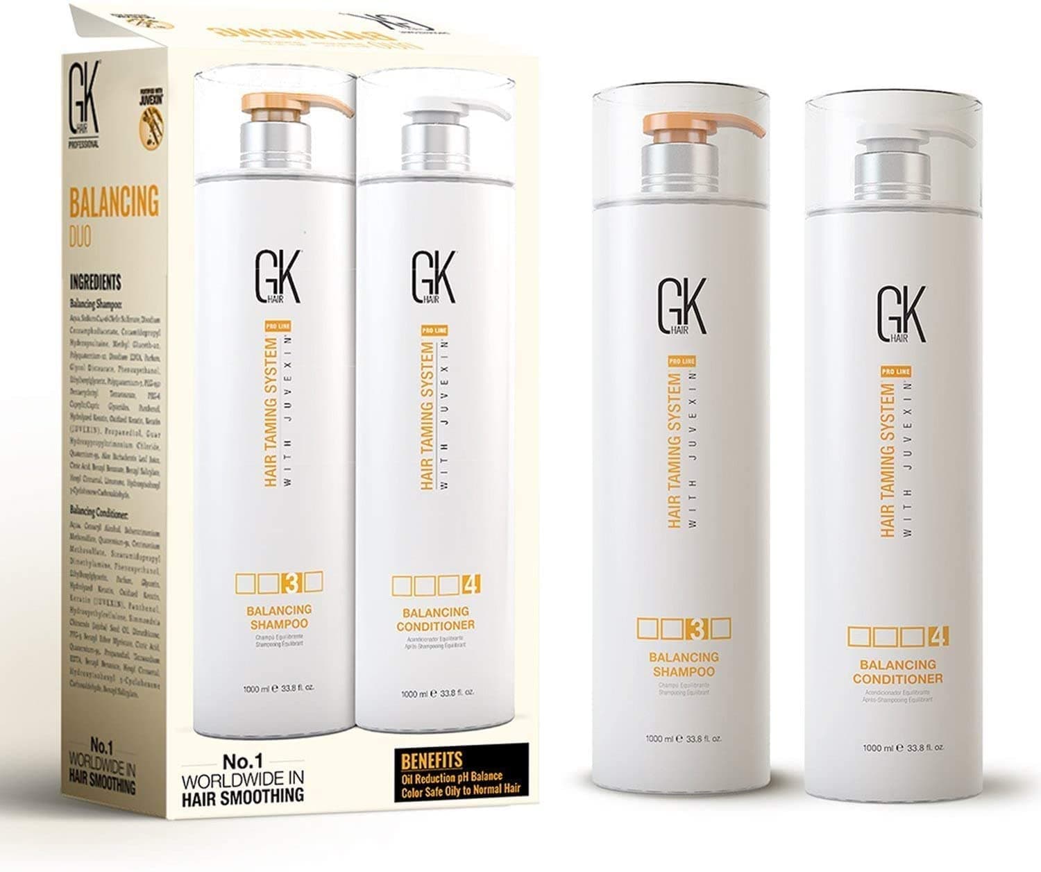 GK HAIR Global Keratin Balancing Shampoo and Conditioner Sets (33.8 Fl Oz/1000ml) For Oily & Color Treated Hair Deep Cleansing Ideal for Over-Proce...