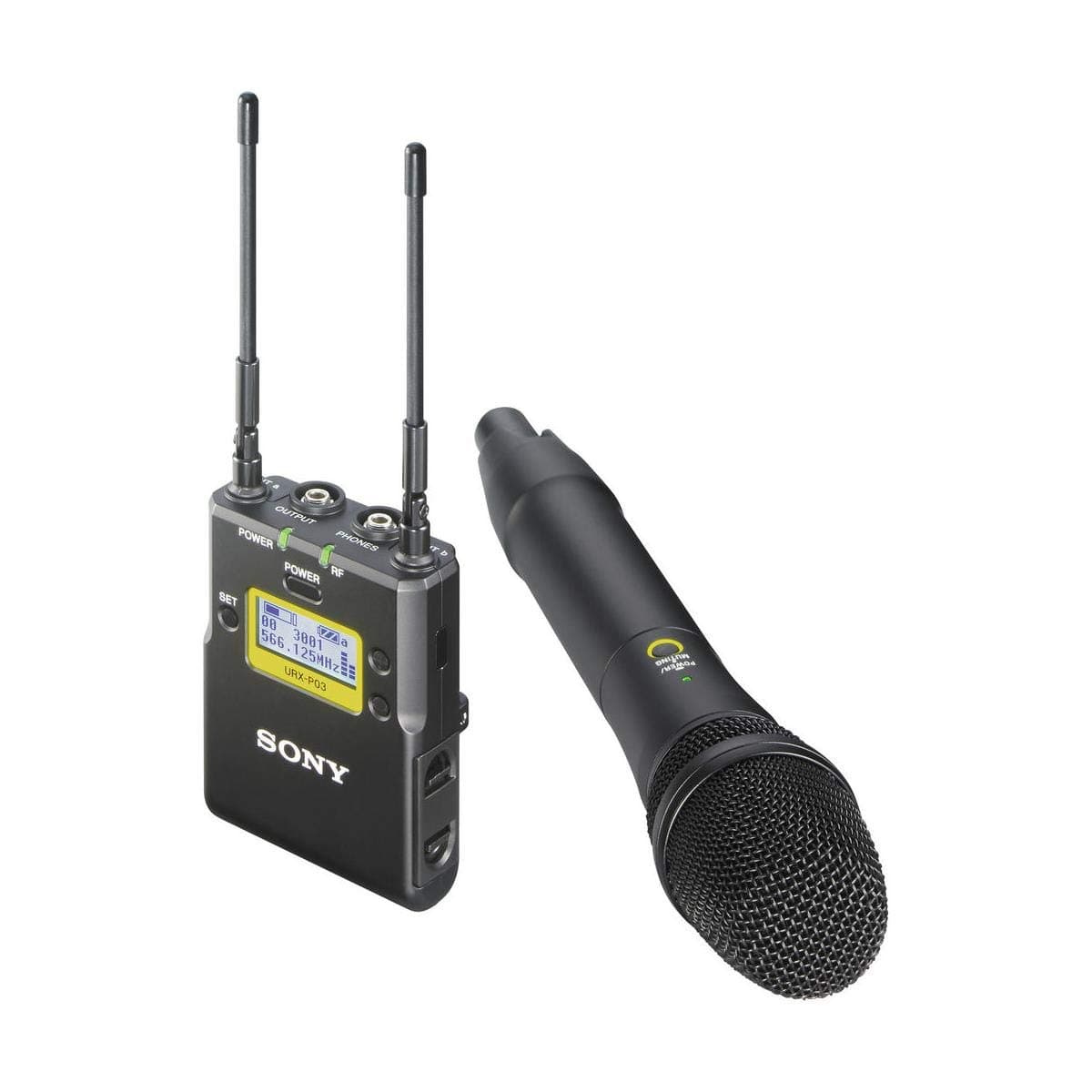Sony UWP-D12 Integrated Digital Wireless Handheld Microphone Package, Includes URX-P03 Receiver, UHF Channels 25/36: 536 to 608MHz