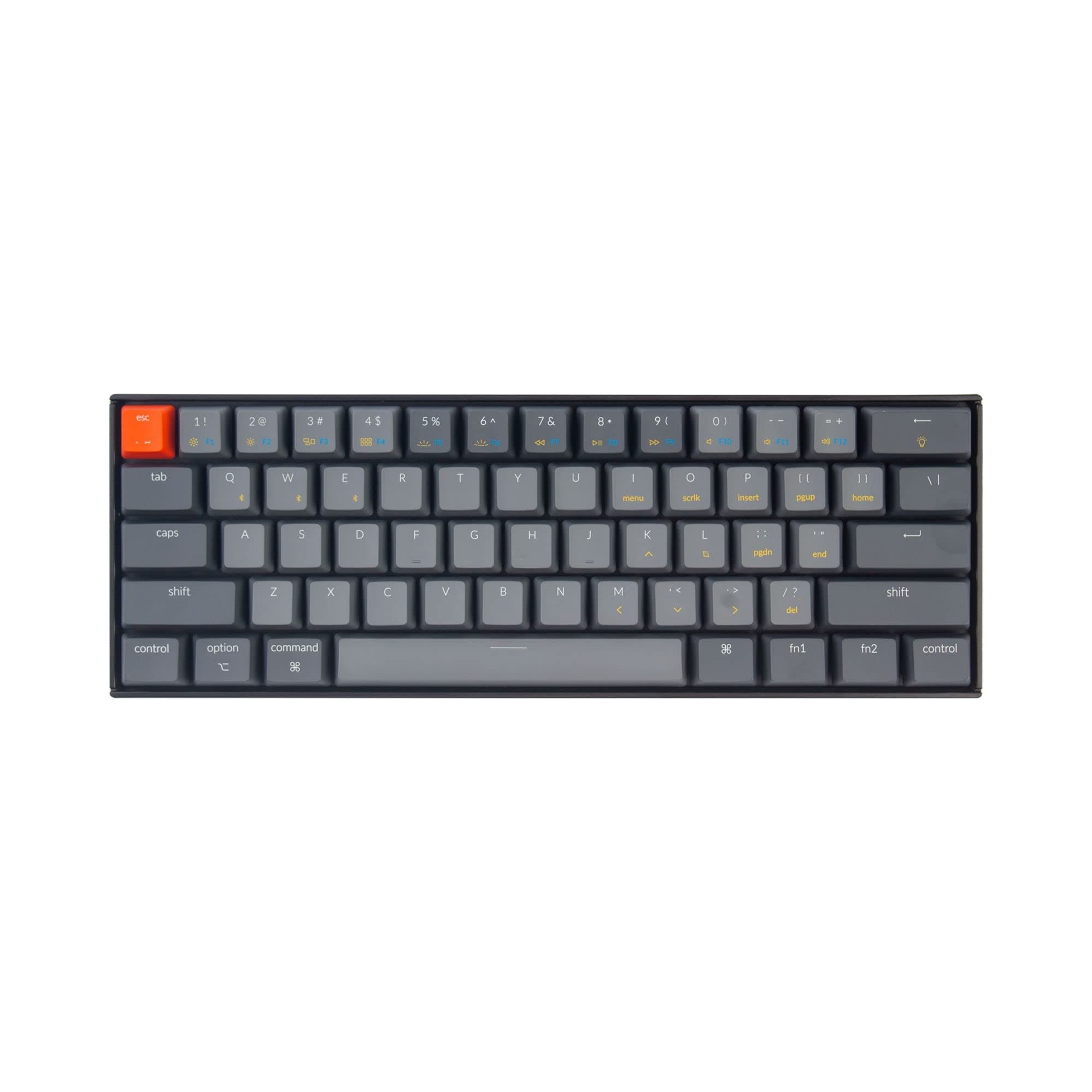 Keychron K12 60% Layout Hot-swappable Bluetooth Wireless/Wired Mechanical Keyboard with Optical Brown Switch, Compact 61 Keys White LED Backlit Key...