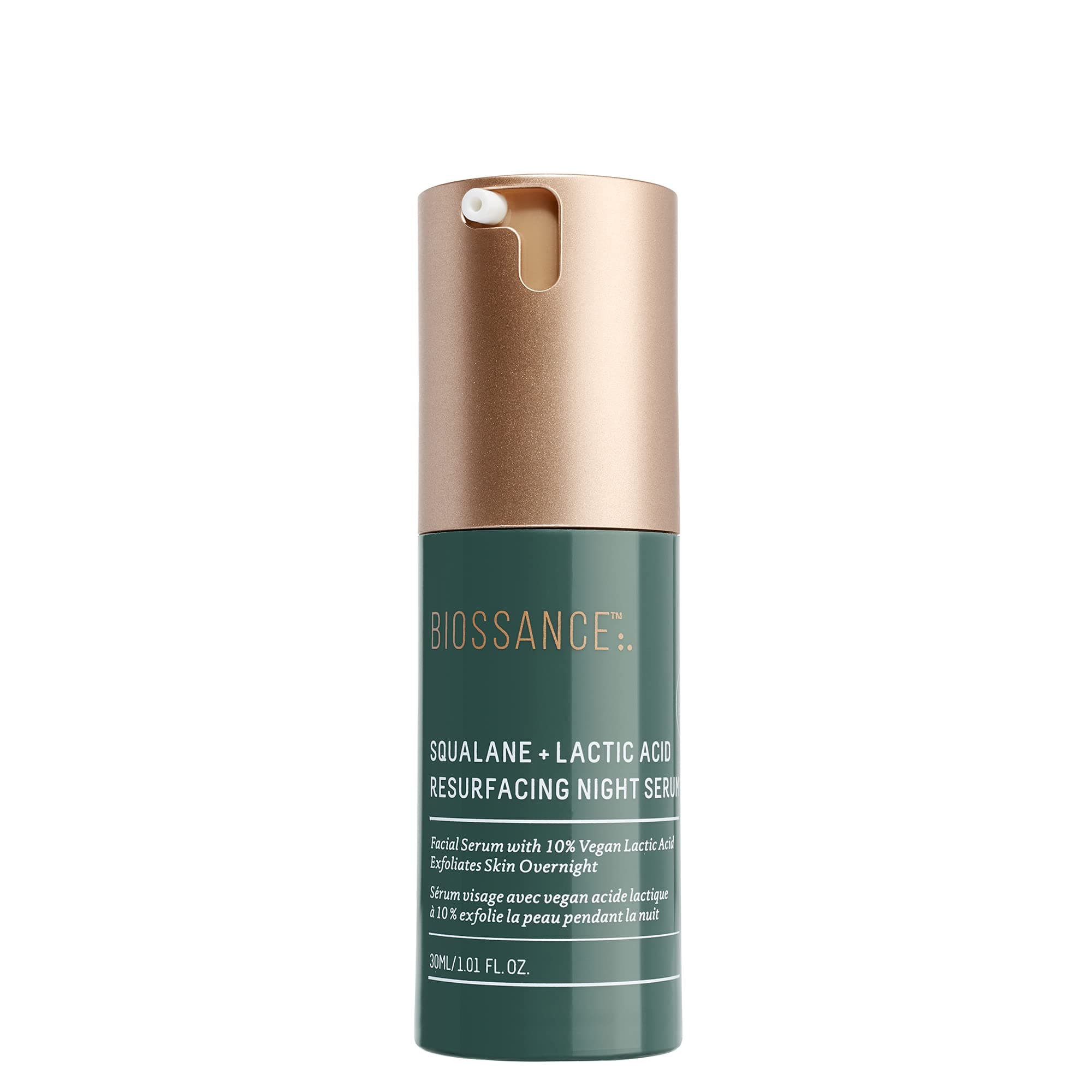 Biossance Squalane + Lactic Acid Resurfacing Night Serum. An Exfoliating AHA to Soften and Smooth Skin, Diminish Fine Lines and Brighten Complexion...