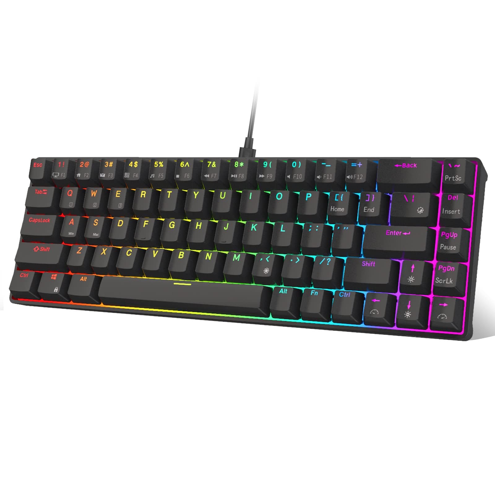 RK ROYAL KLUDGE RK68 (RK855) Wired 65% Mechanical Keyboard, RGB Backlit Ultra-Compact 60% Layout 68 Keys Gaming Keyboard, Hot Swappable Keyboard wi...