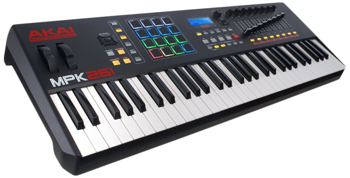 AKAI Professional MPK261 - USB MIDI Keyboard Controller with 61 Semi Weighted Keys, Assignable MPC Controls, 16 Pads and Q-Links, Plug and Play