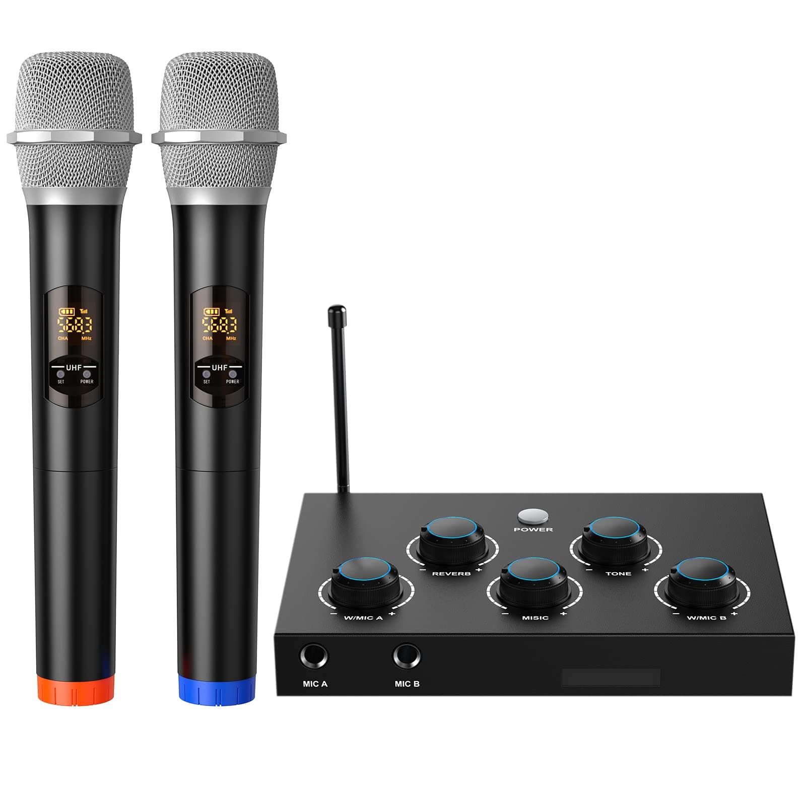 DIGITNOW!Portable Karaoke Microphone Mixer System Set, with Dual UHF Wireless Mic, HDMI-ARC/Optical/AUX & HDMI In/Out in Singing Receiver for Smart...