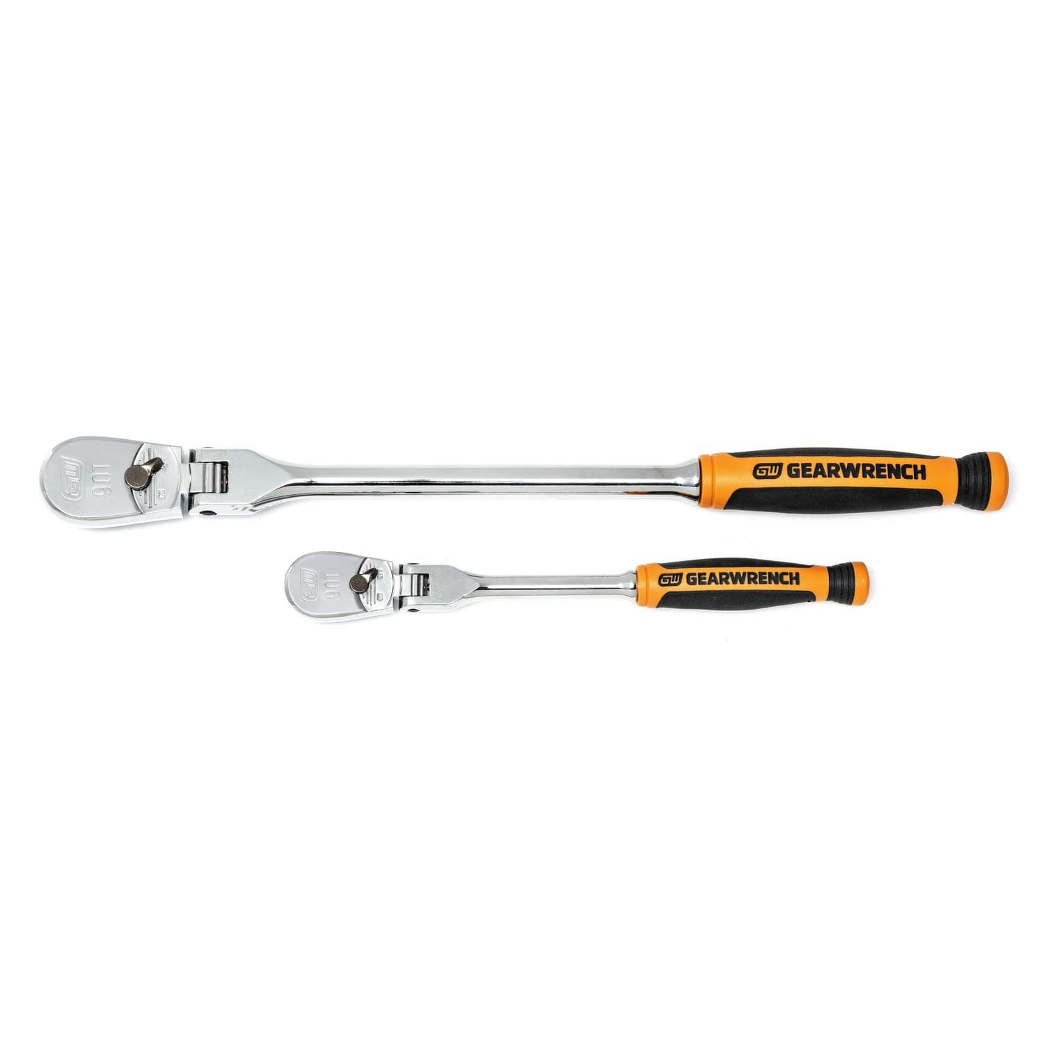 GEARWRENCH 2 Pc 1/4", 3/8" Drive Cushion Grip Flex Head Ratchet Set, 90 Tooth - 81204T