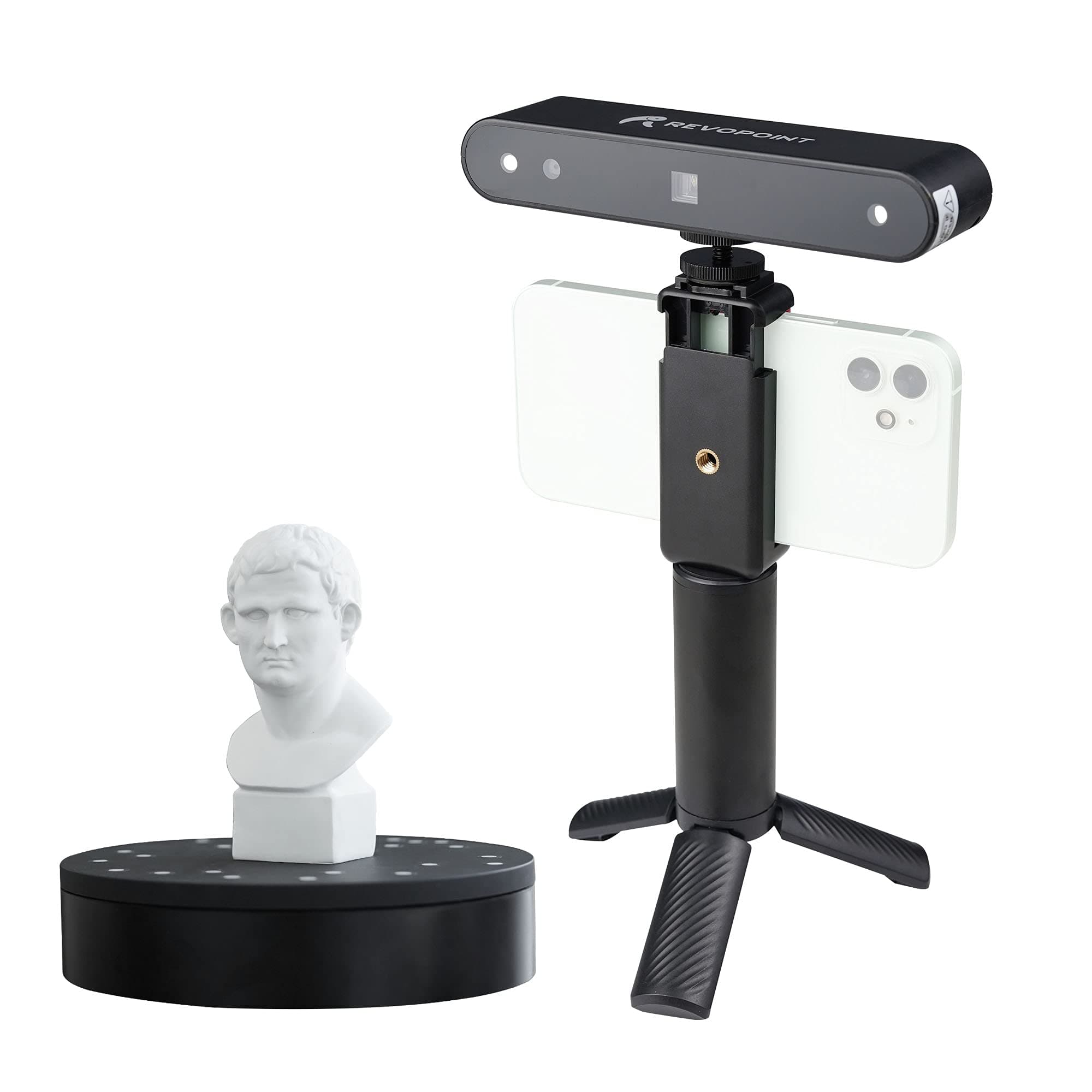 Revopoint POP 3D Scanner with Turntable and Powerbank 0.3mm Accuracy 8 Fps Scan Speed Desktop and Handheld Fixed/Auto Scan Mode for Face and Body S...