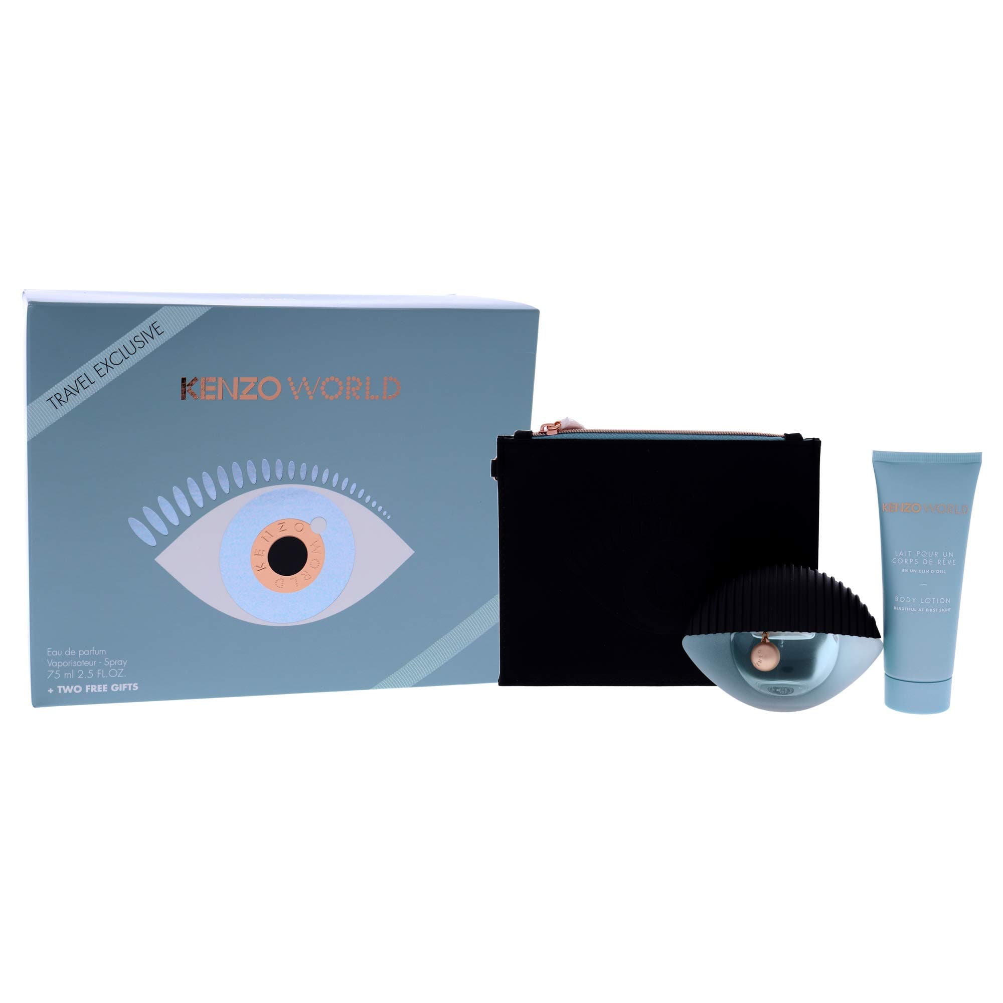 Kenzo Kenzo World Women 2.5 oz EDP Spray, 2.5oz Body Lotion, Beauty Pouch 3 Pc Gift Set,I0103306