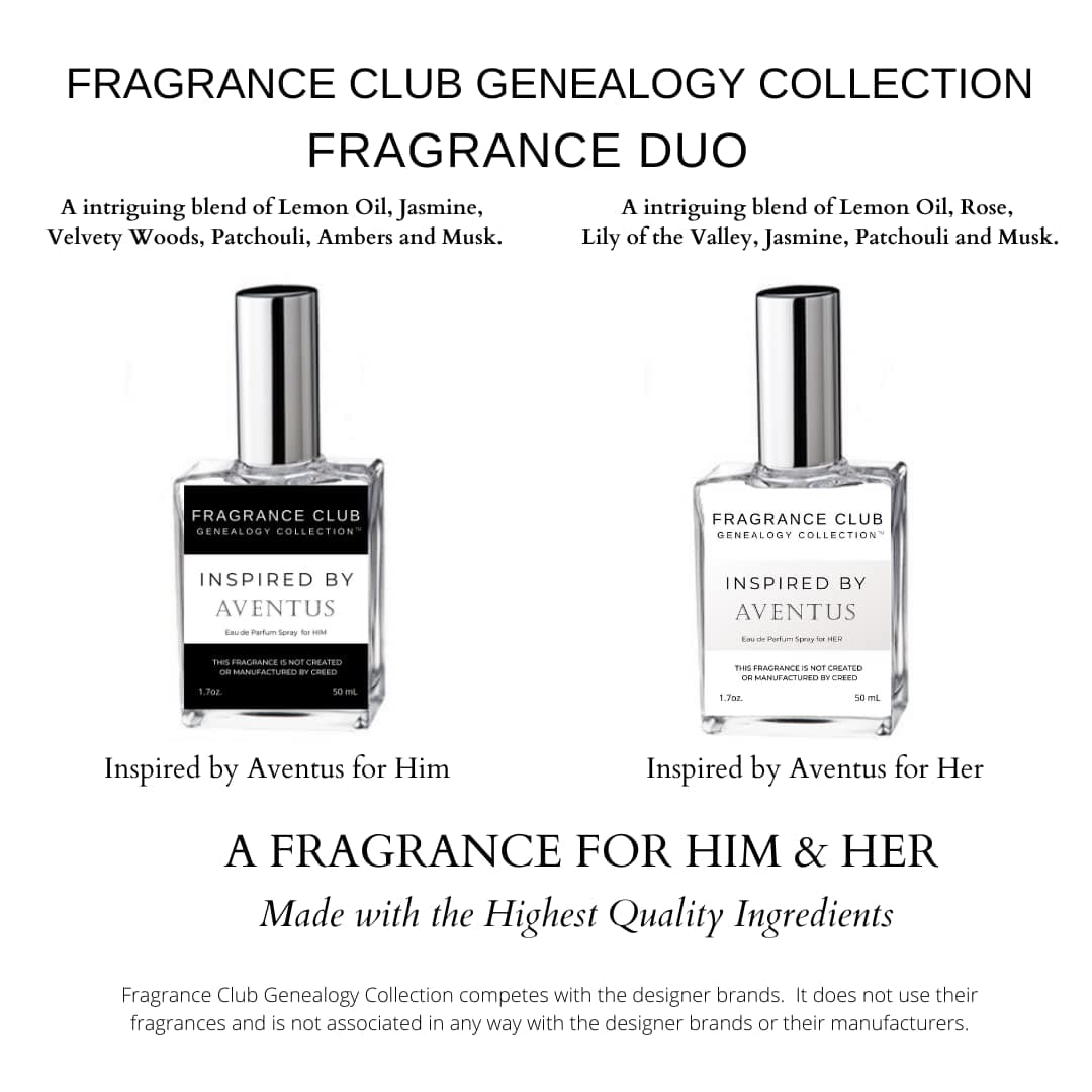 Fragrance Club Genealogy Collection Inspired by Aventus for Men and Inspired by Aventus for Her Fragrance Duo