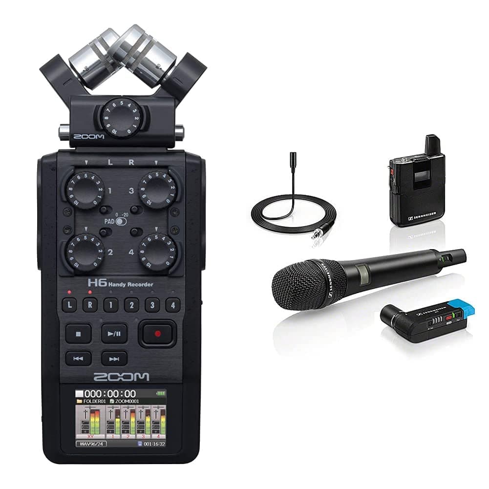 Zoom H6 All Black (2020 Version) 6-Track Portable Recorder, Stereo Microphones, 4 XLR/TRS Inputs, SD Card, USB Audio Interface, Battery Powered