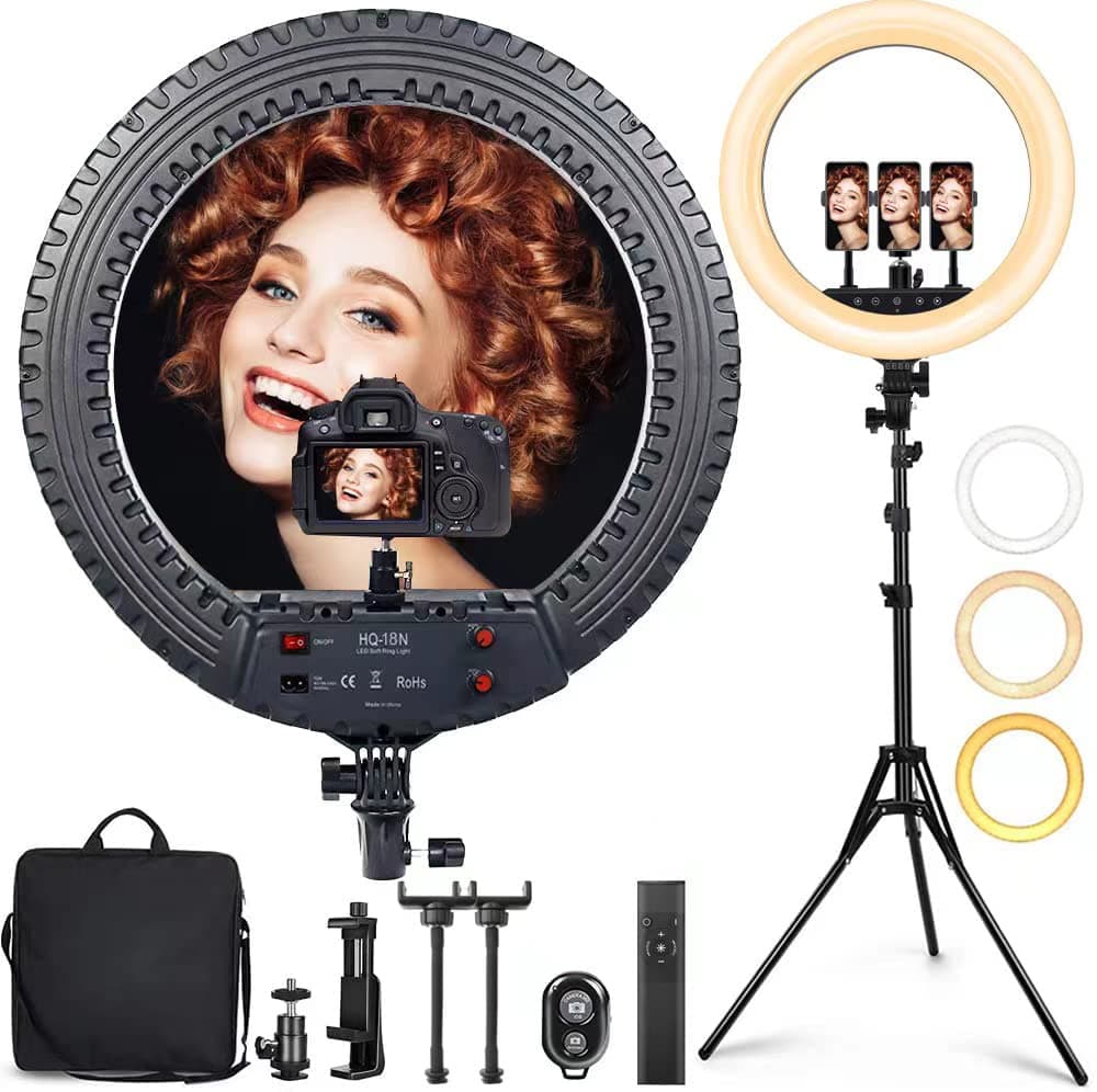 18 inch Ring Light Professional Lighting Kit with Stand Phone Holders for Photo Studio LED Lighting for Cameras Portrait Photography/Makeup/Vloggin...
