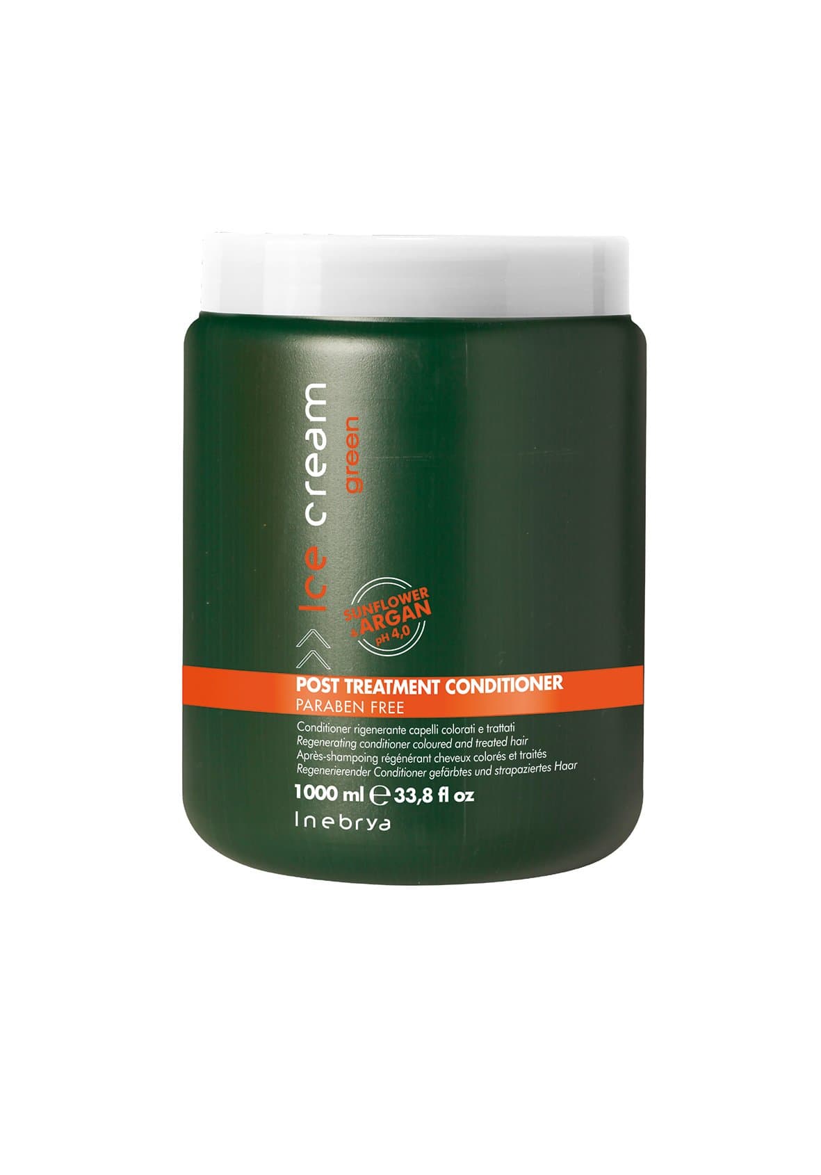 Inebrya Ice Cream Post-treatment Conditioner Ph 4.4- Paraben Free with Sunflower and Argan 33.8 Oz