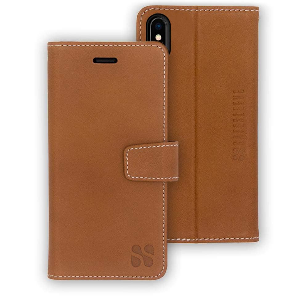 SafeSleeve EMF Protection Anti Radiation iPhone Case: iPhone X and iPhone Xs RFID EMF Blocking Wallet Cell Phone Case (Leather)