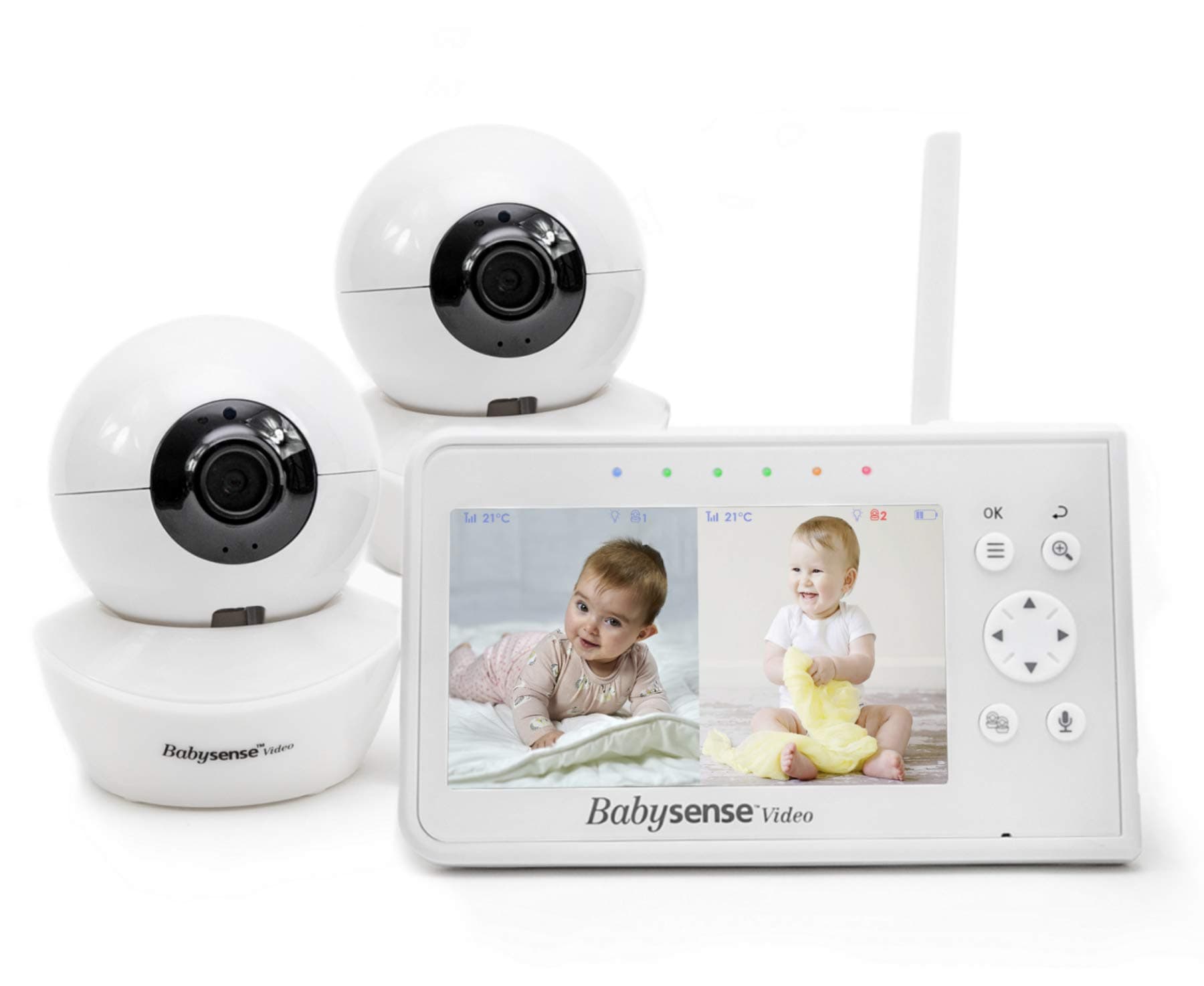 Baby Monitor, Babysense 4.3" Split Screen, Video Baby Monitor with Two Cameras and Audio, Remote PTZ, 960ft Range (Open Space), Adjustable Nigh...