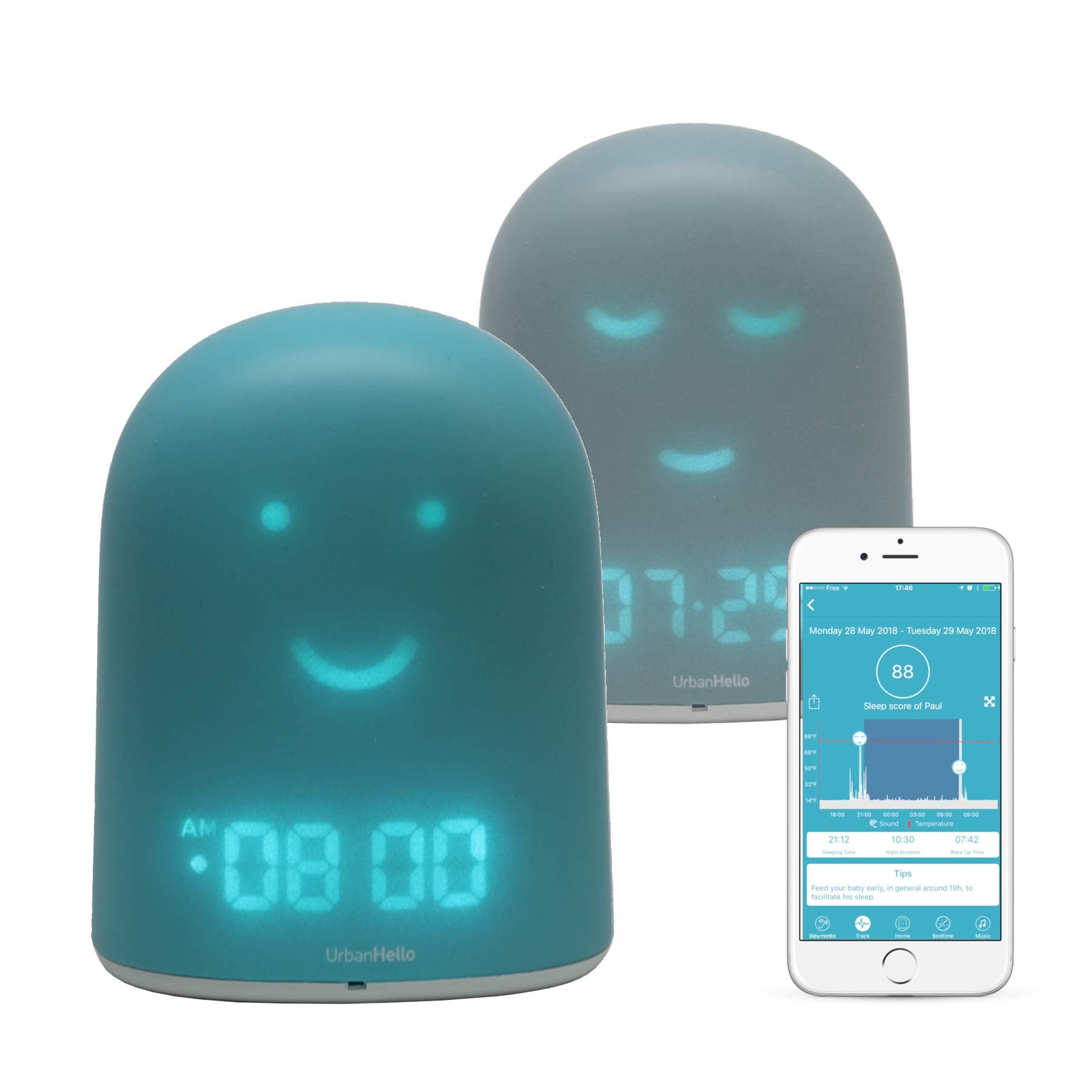 REMI - The Best Ok to Wake Children Clock - Sleep Trainer - Sleep Tracker - Audio Baby Monitor - Night Light & White Noise Sound Machine - mp3 and ...