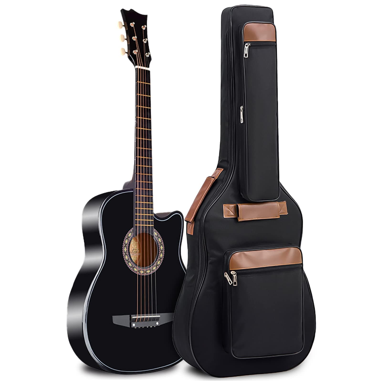 41 Inch Acoustic Guitar Case, Classical Guitar Bag 10mm Extra Thick Padded, 4 Pockets Guitar Gig Bag Soft with Waterproof Oxford Cloth, Black
