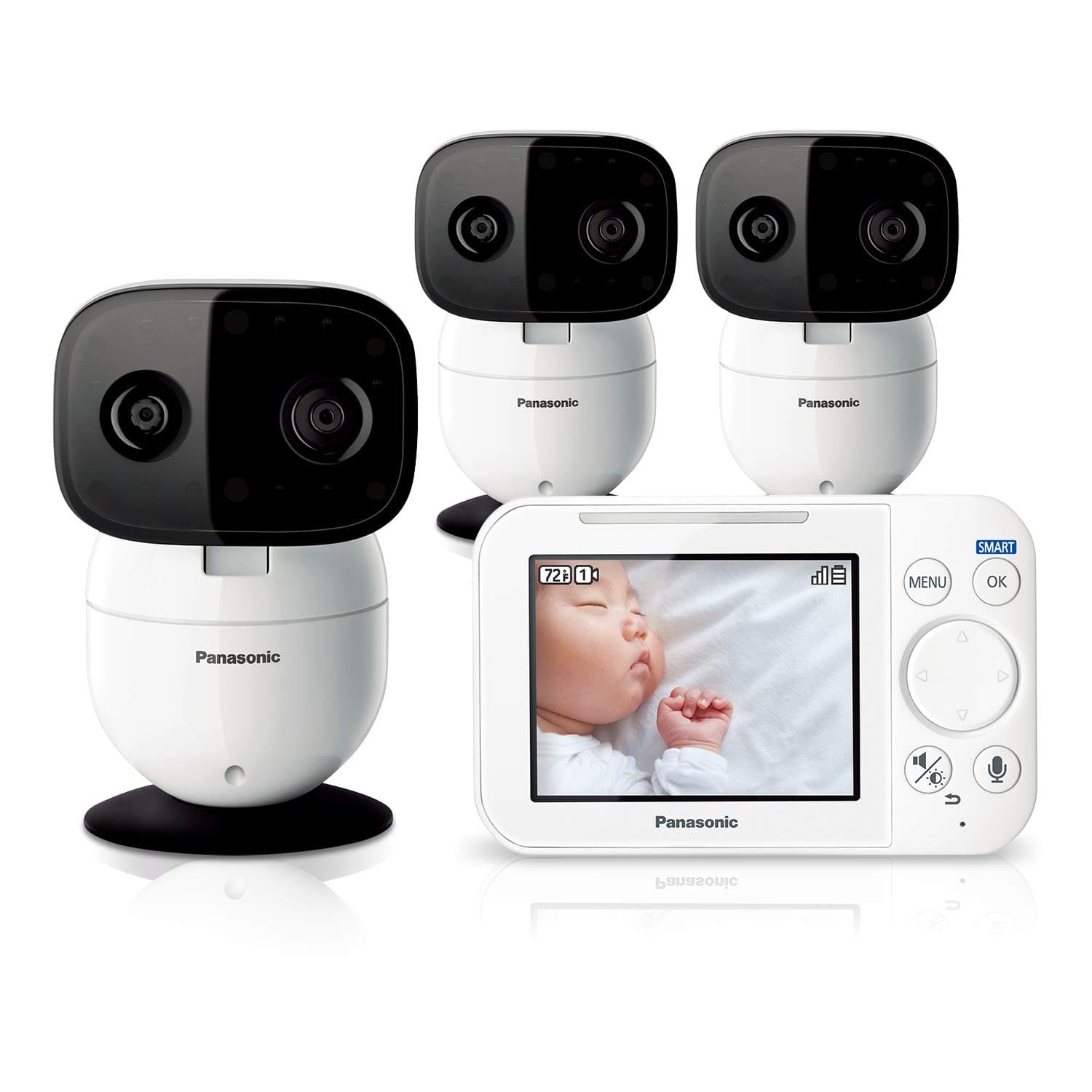 Panasonic Video Baby Monitor with Remote Pan/Tilt/Zoom, Extra Long Range, Secure Connection and Portable, 2 Way Talk & Lullaby or Noises – 3 Camera...