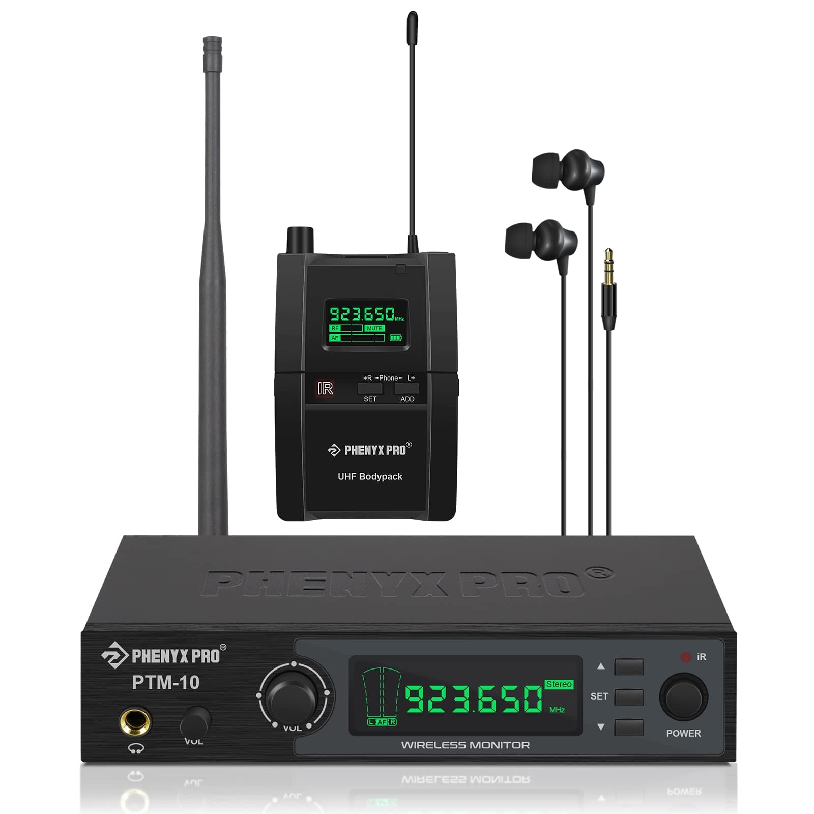 Phenyx Pro UHF Stereo Wireless in Ear Monitor System, Wireless IEM, 900MHz Band Selectable Frequency, Rack Mountable, 160 ft. Operation, Ideal for ...