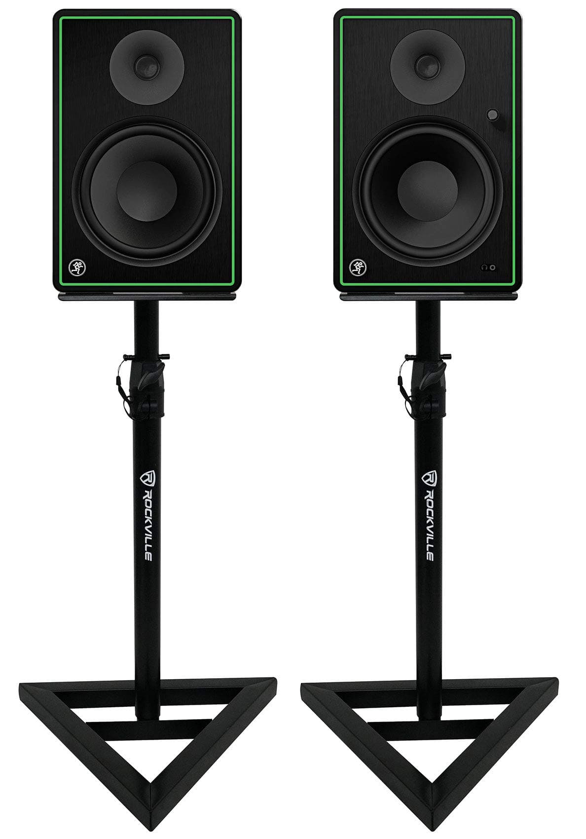 Pair Mackie CR8-XBT - 8" 160w Reference Multimedia Studio Monitors w/Bluetooth Bundle with Rockville RVSM1 Pair of Near-Field Studio Monitor St...
