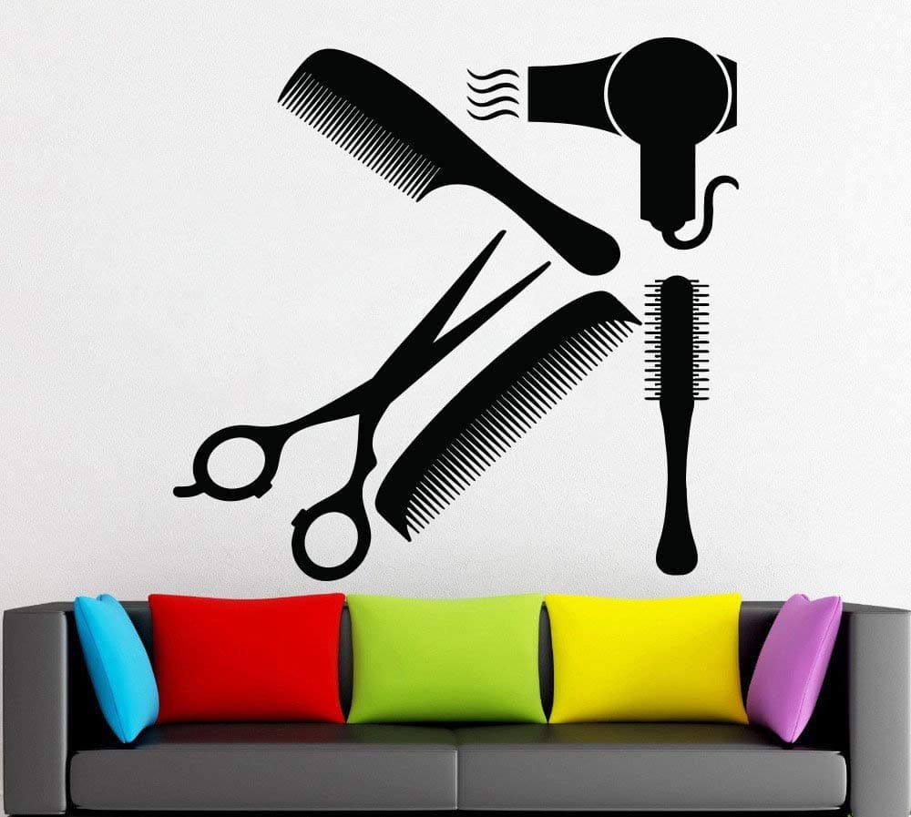 Salon Wall Art Decals Decor - Beauty Nail Hair Makeup Shop Massage SPA Vinyl Decorations Stickers - Hairstylist Hairdresser Stylist Window Mirror D...