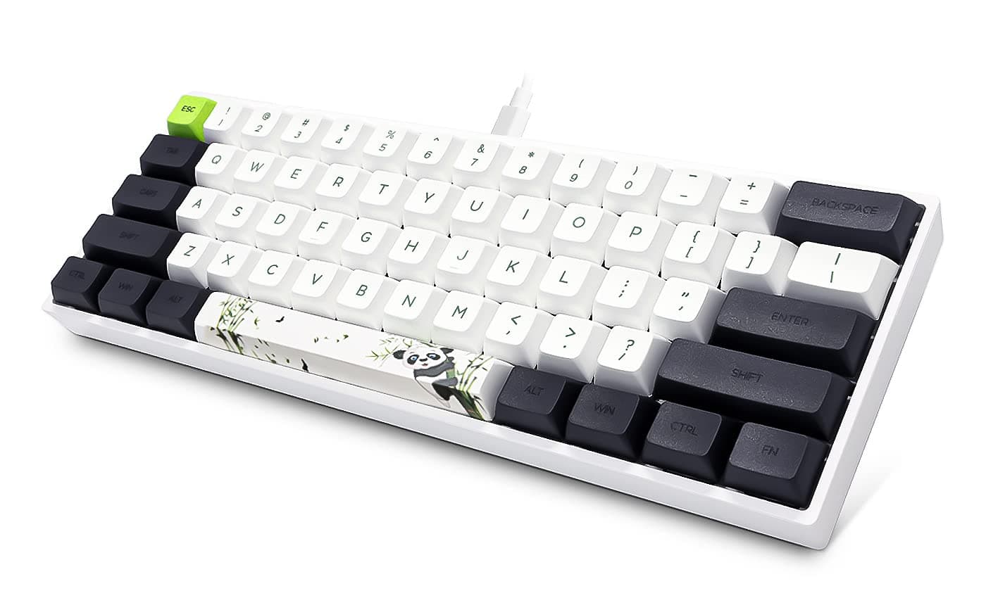 CHARAN SK61 61 Keys Mechanical Gaming Keyboard, 60% Compact Hot-Swappable RGB Backlit Keyboard with Type-C Cable for Win/Mac (Brown Switch, Panda G...