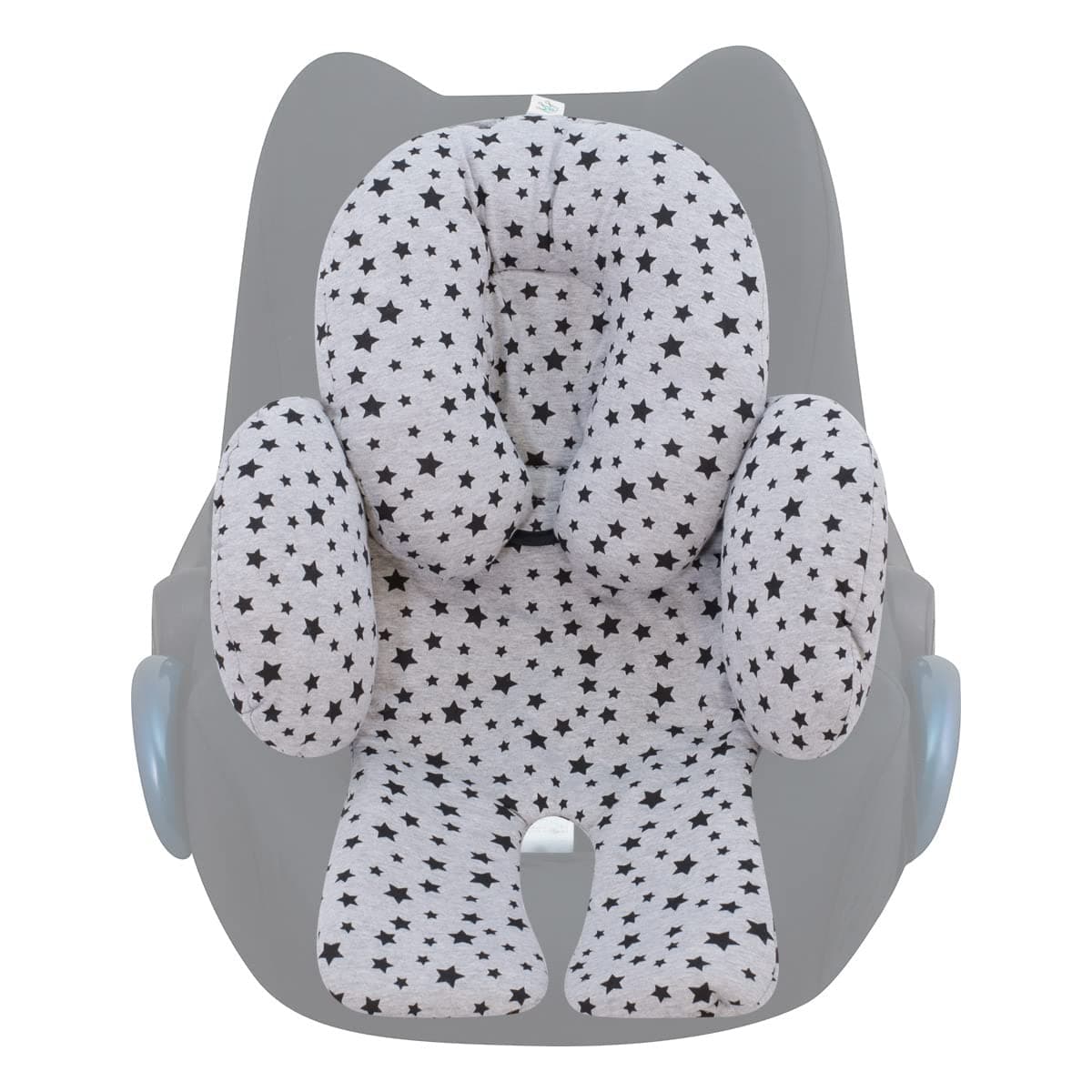 JANABEBE Reducer Cushion Infant Head & Baby Body Support Antiallergic 100% Cotton (Head, Body and Back Support, Black Star) 3 Parts