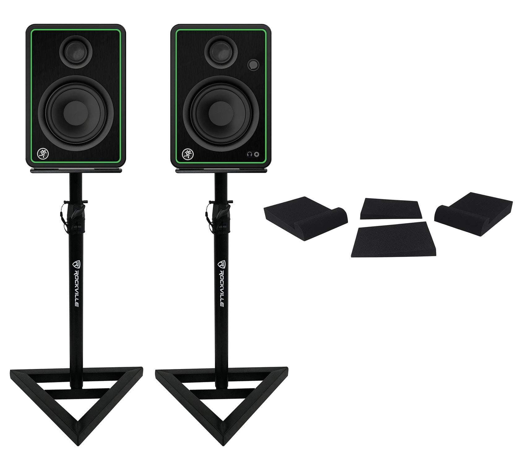 2) Mackie CR4-X 4" Reference Multimedia Studio Monitor Speakers+Stands+Foam Pads