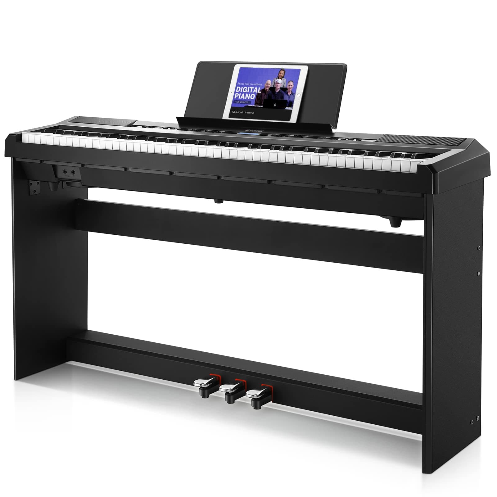 Donner DEP-20 Beginner Digital Piano 88 Key Full Size Weighted Keyboard, Portable Electric Piano with Furniture Stand, 3-Pedal Unit
