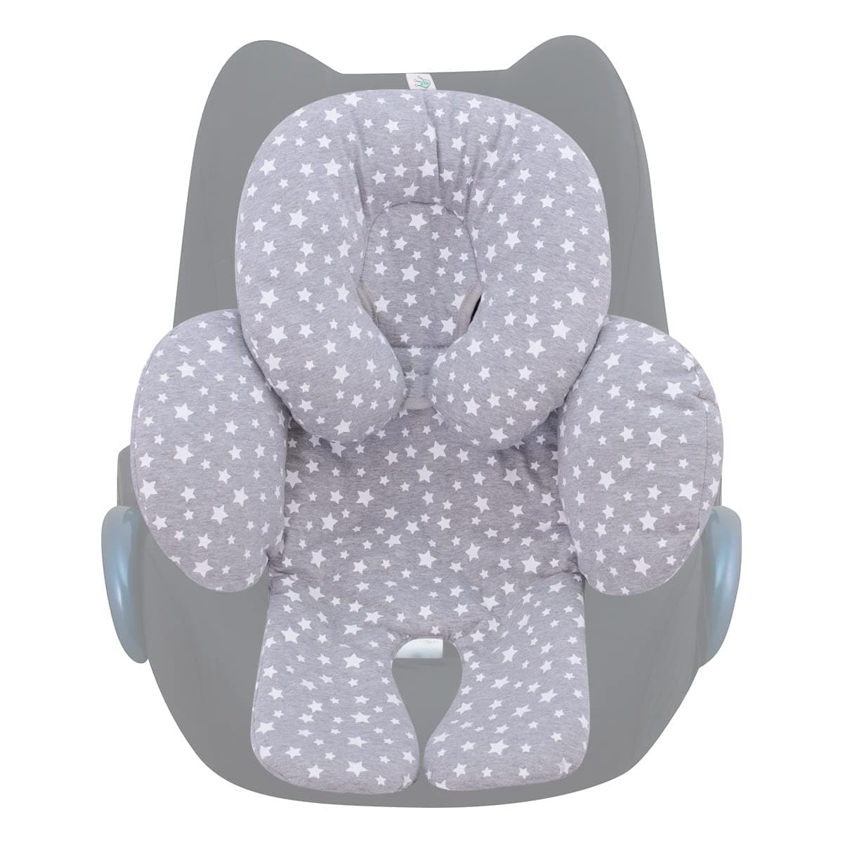 JANABEBE Reducer Cushion Infant Head & Baby Body Support Antiallergic 100% Cotton (Head, Body and Back Support, White Star) 3 Parts
