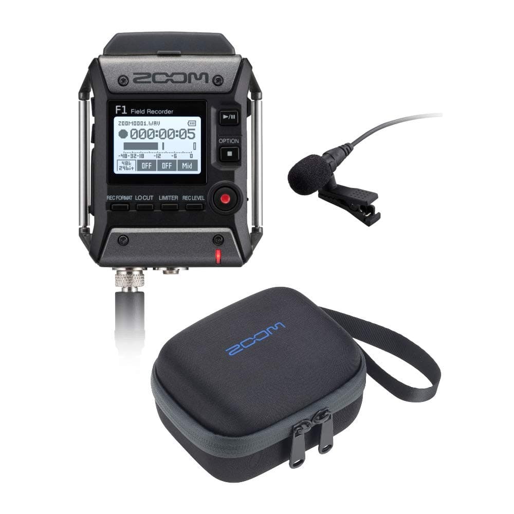 Zoom F1 Field Recorder with Lavalier Microphone and Zoom CBF-1LP Carrying Bag Bundle (2 Items)